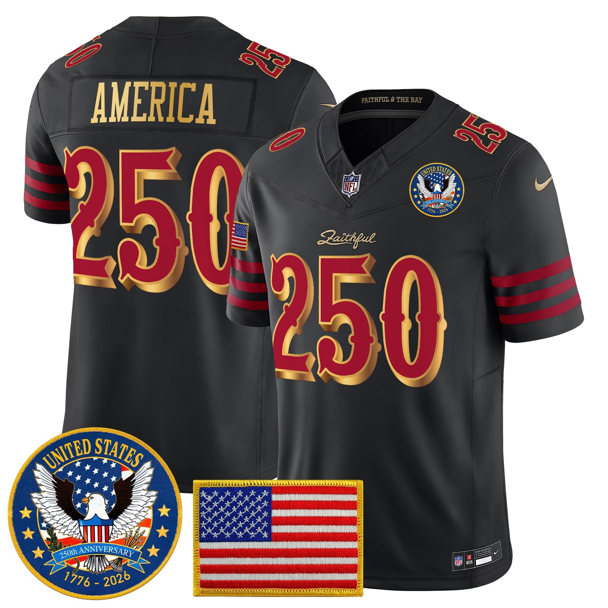 Men's San Francisco 49ers "United States 250th Anniversary Patch" Vapor Limited Jersey - All Stitched