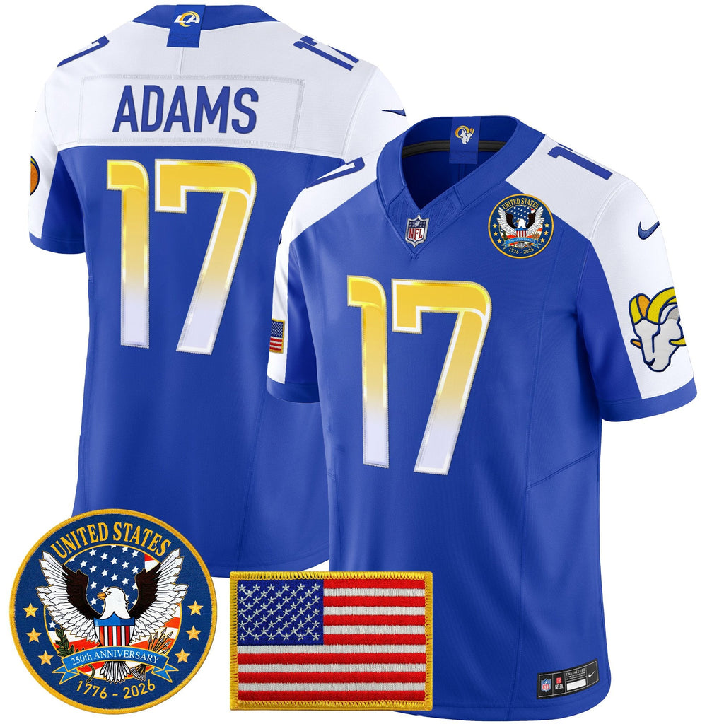 Men's Los Angeles Rams 2025 "United States 250th Anniversary Patch" Vapor Limited Jersey - All Stitched