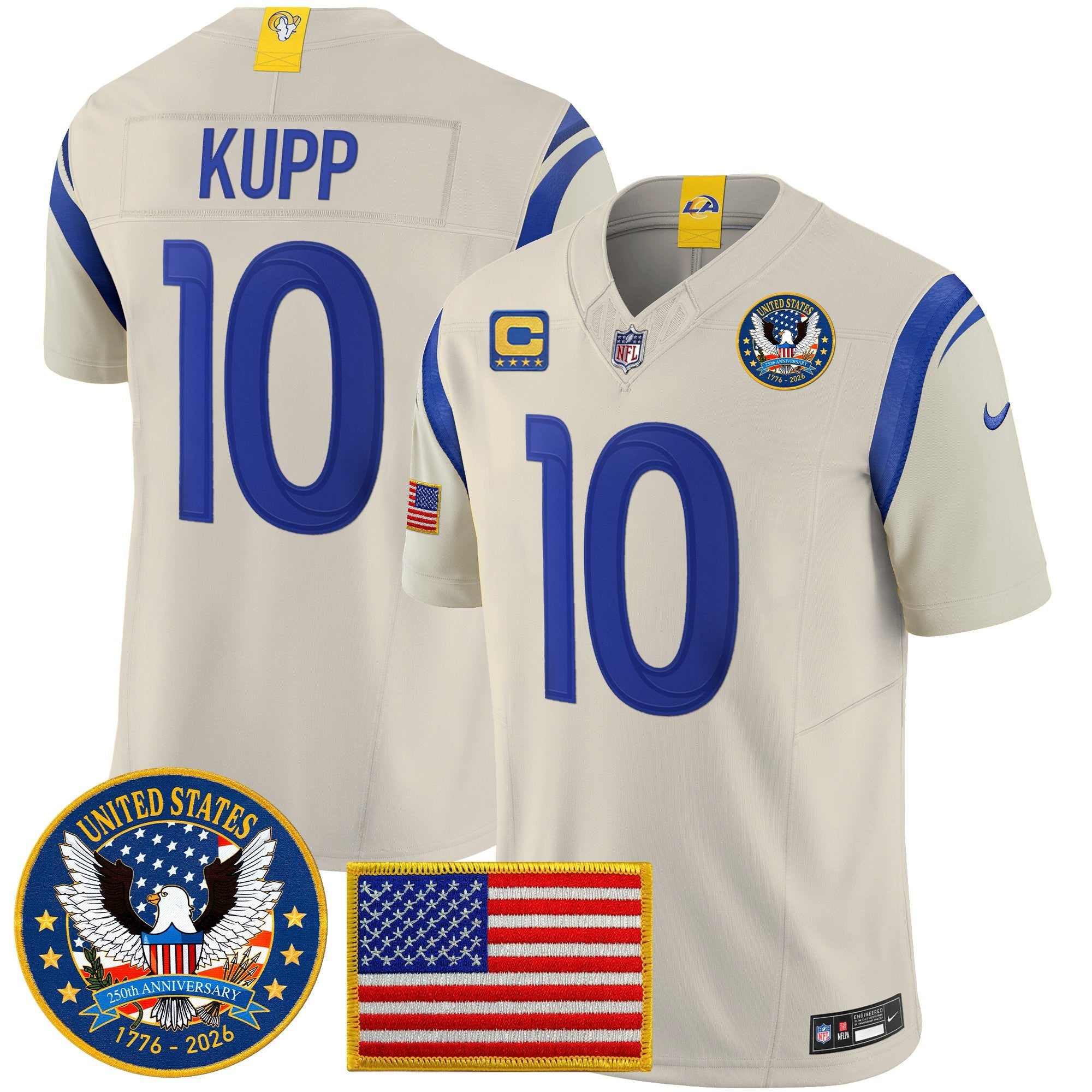 Men's Los Angeles Rams 2025 "United States 250th Anniversary Patch" Vapor Limited Jersey - All Stitched