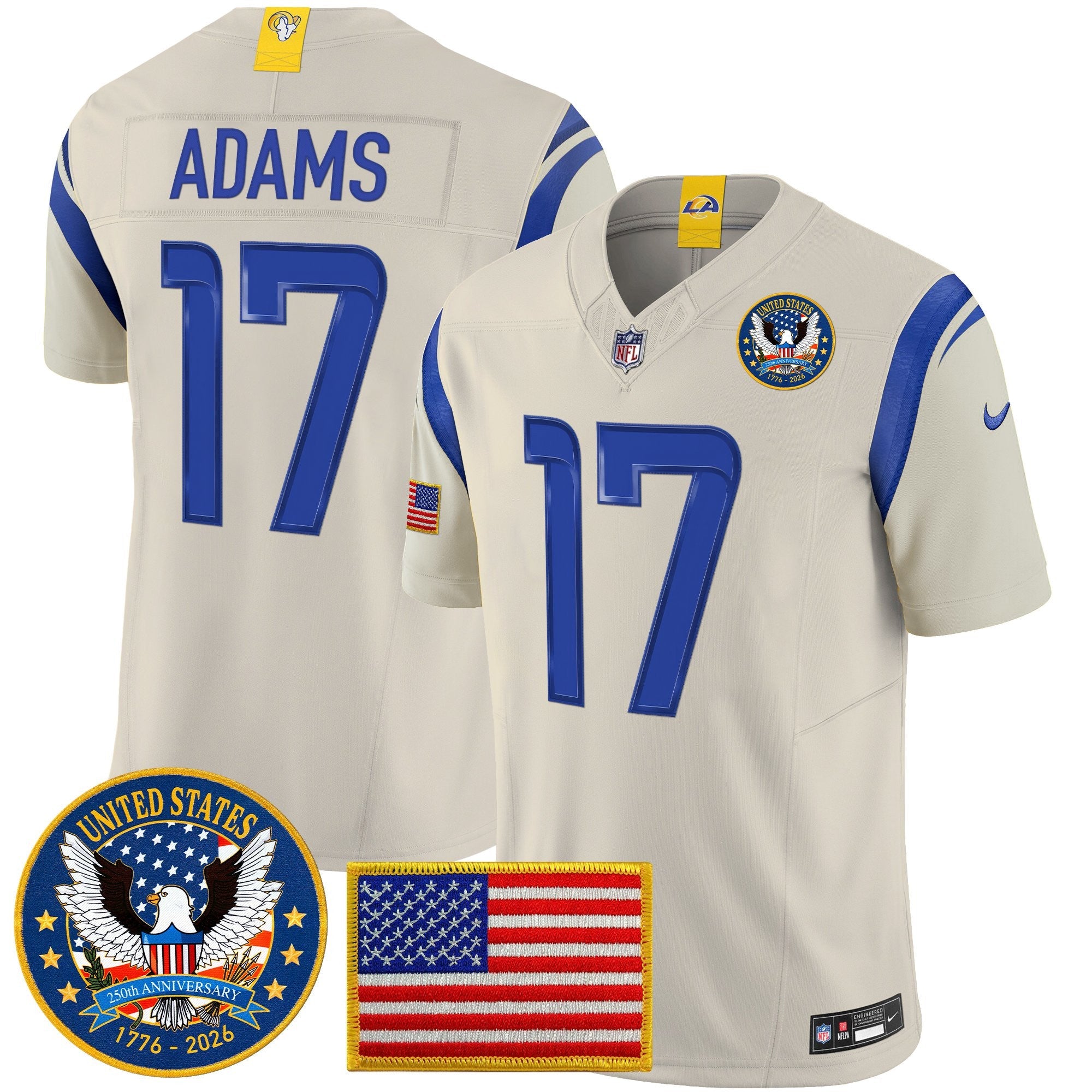 Men's Los Angeles Rams 2025 "United States 250th Anniversary Patch" Vapor Limited Jersey - All Stitched