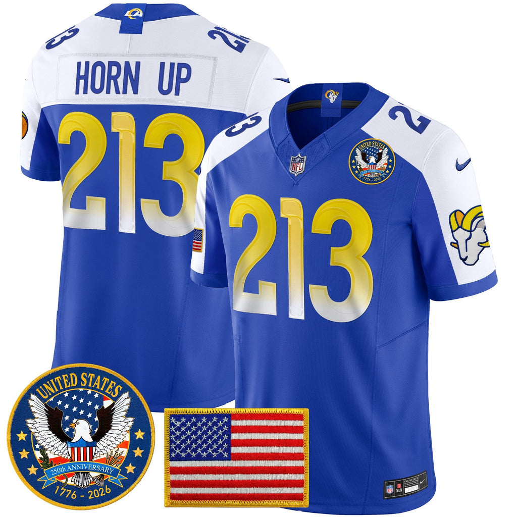 Men's Los Angeles Rams 2025 "United States 250th Anniversary Patch" Vapor Limited Jersey - All Stitched