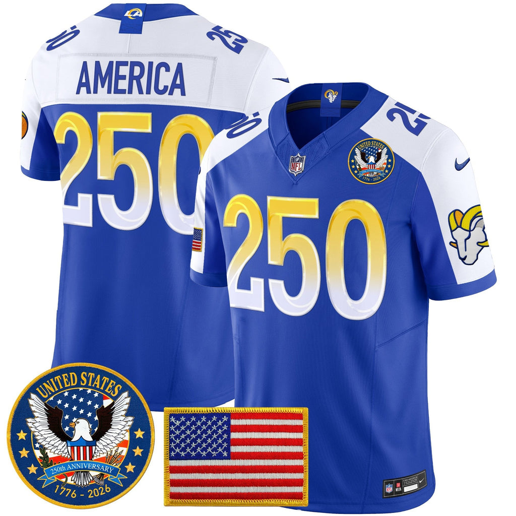 Men's Los Angeles Rams 2025 "United States 250th Anniversary Patch" Vapor Limited Jersey - All Stitched