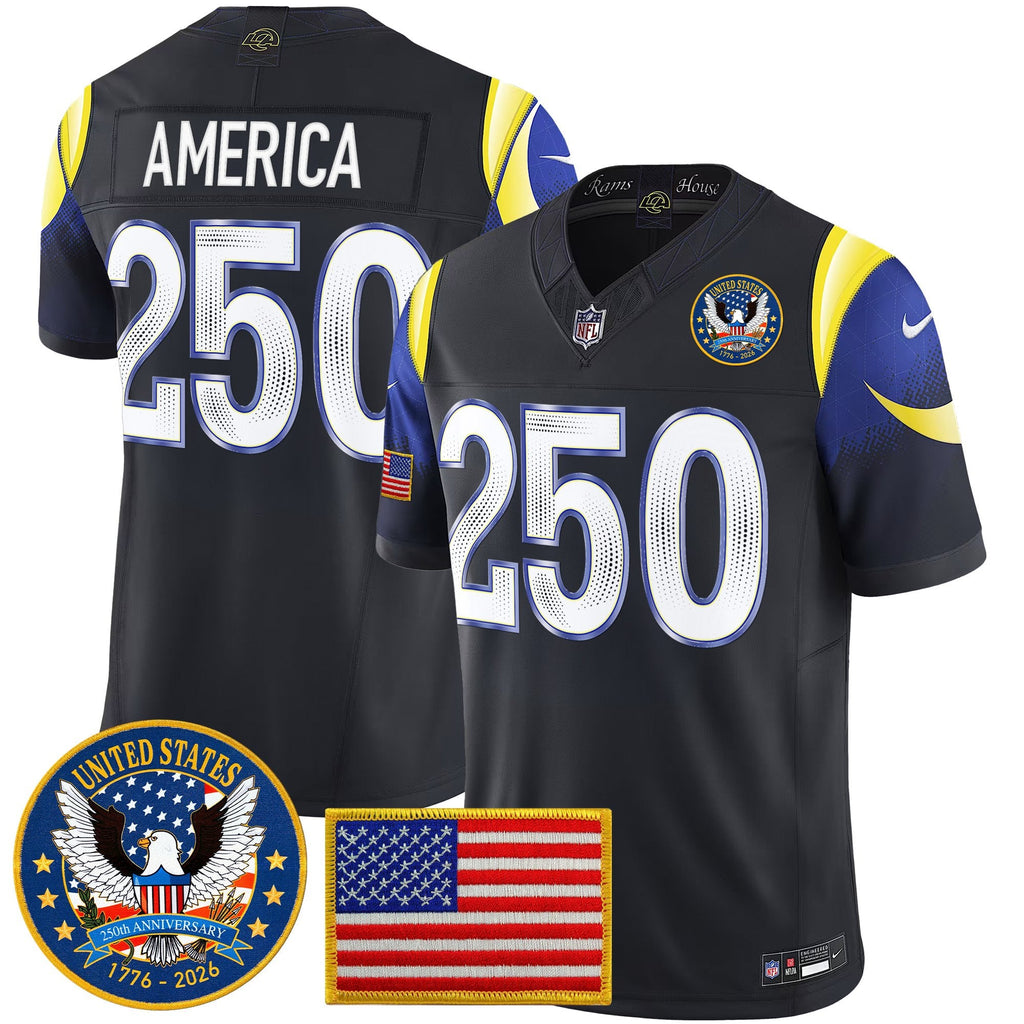 Men's Los Angeles Rams 2025 "United States 250th Anniversary Patch" Vapor Limited Jersey - All Stitched