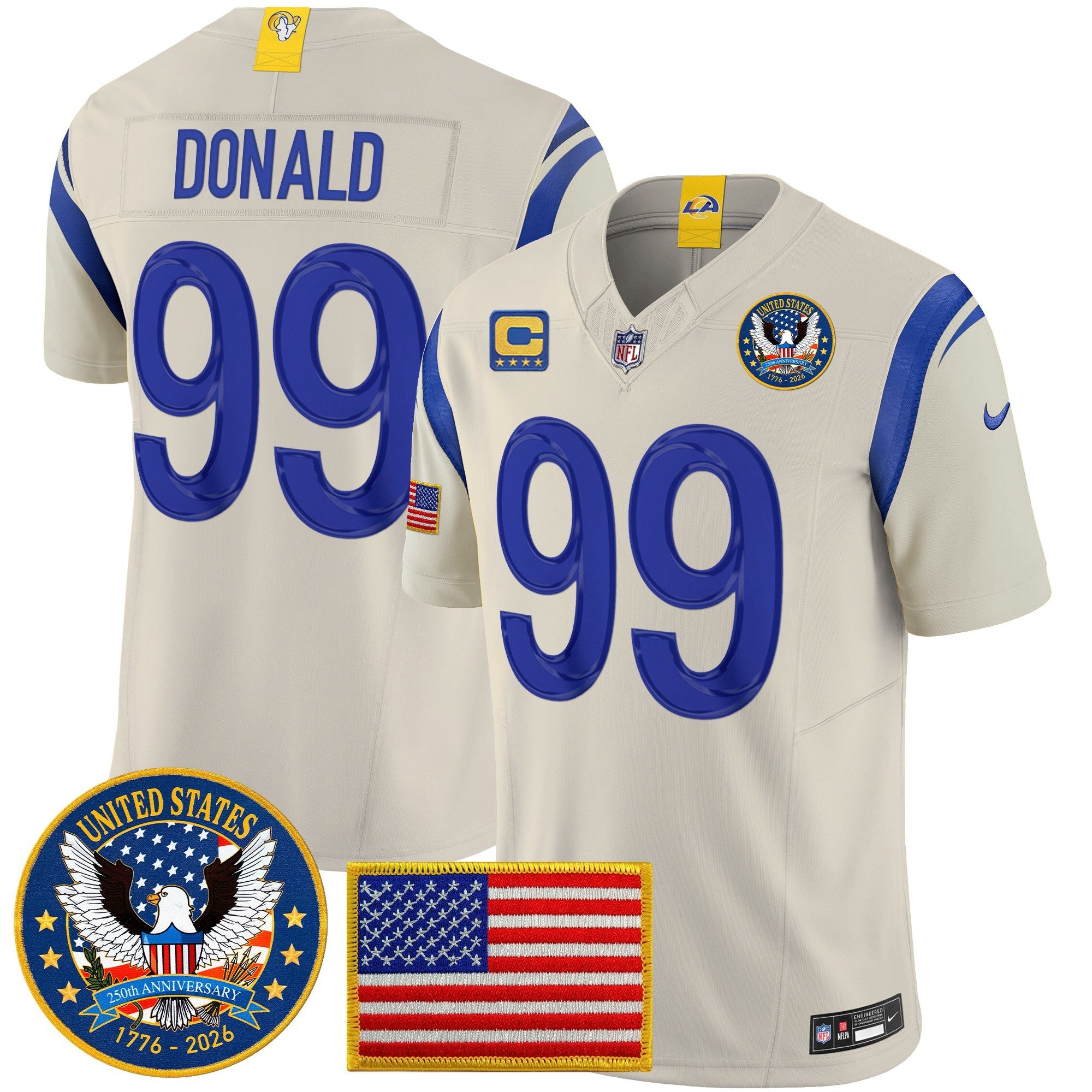Men's Los Angeles Rams 2025 "United States 250th Anniversary Patch" Vapor Limited Jersey - All Stitched