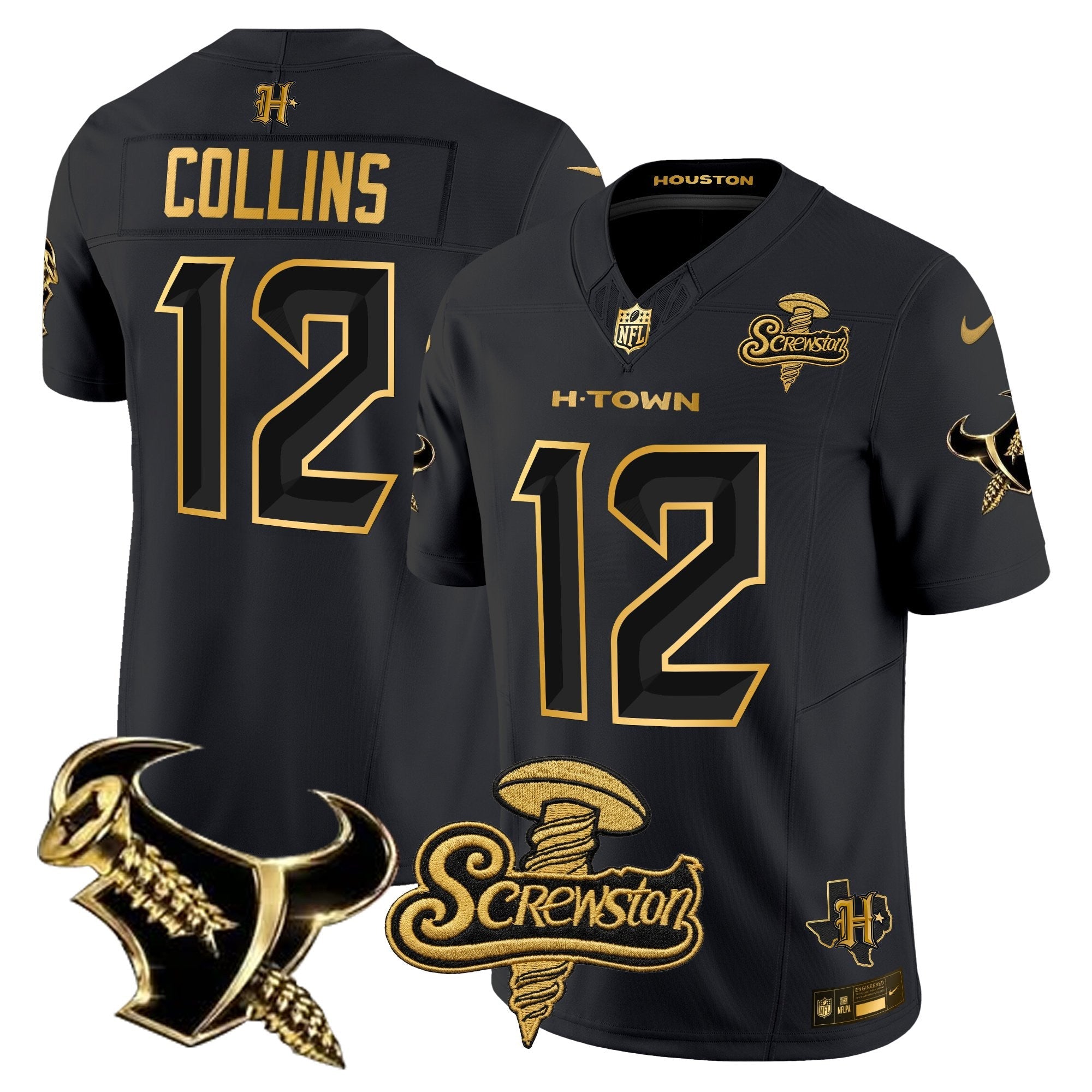 Men's Houston Texans DJ Screw Gold Vapor Limited Jersey - All Stitched