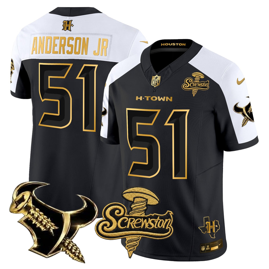 Men's Houston Texans DJ Screw Gold Vapor Limited Jersey - All Stitched