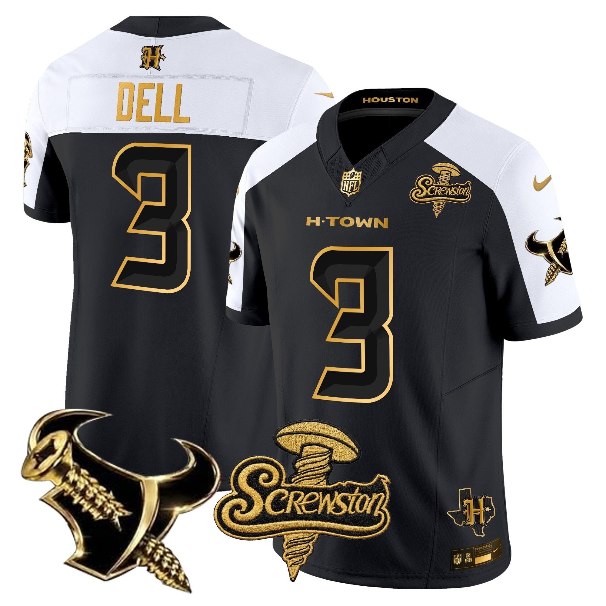 Men's Houston Texans DJ Screw Gold Vapor Limited Jersey - All Stitched