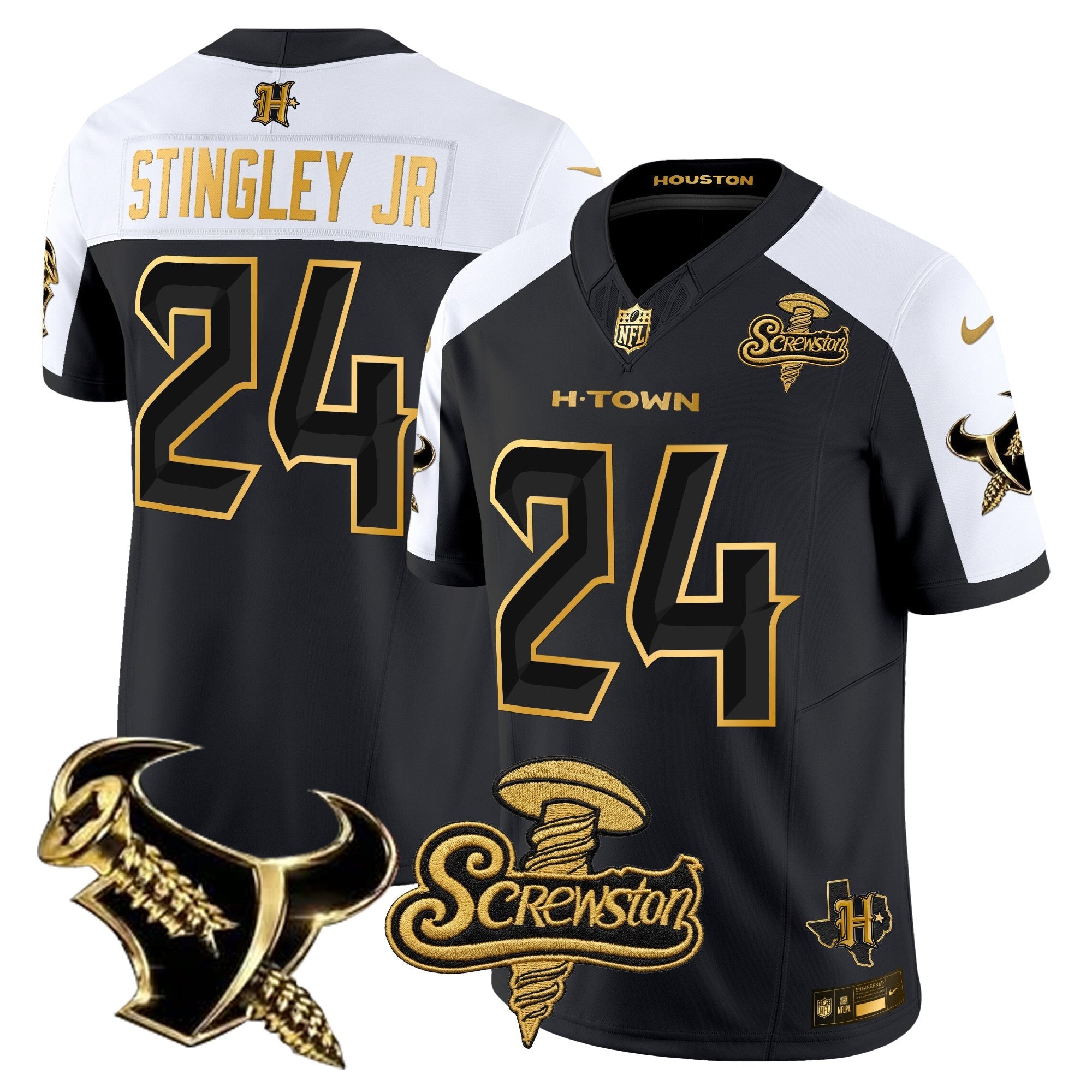 Men's Houston Texans DJ Screw Gold Vapor Limited Jersey - All Stitched