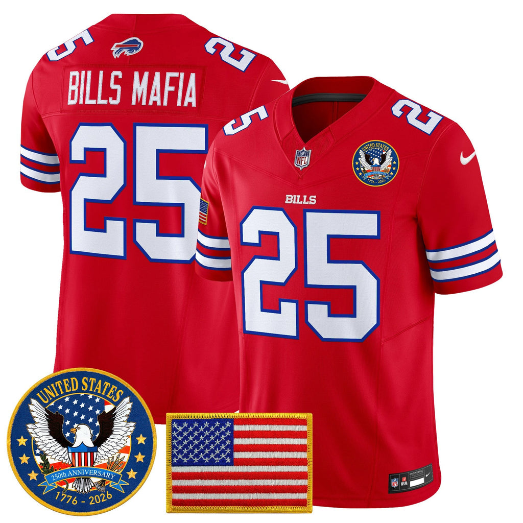 Men's Buffalo Bills "United States 250th Anniversary Patch" Vapor Limited Jersey - All Stitched