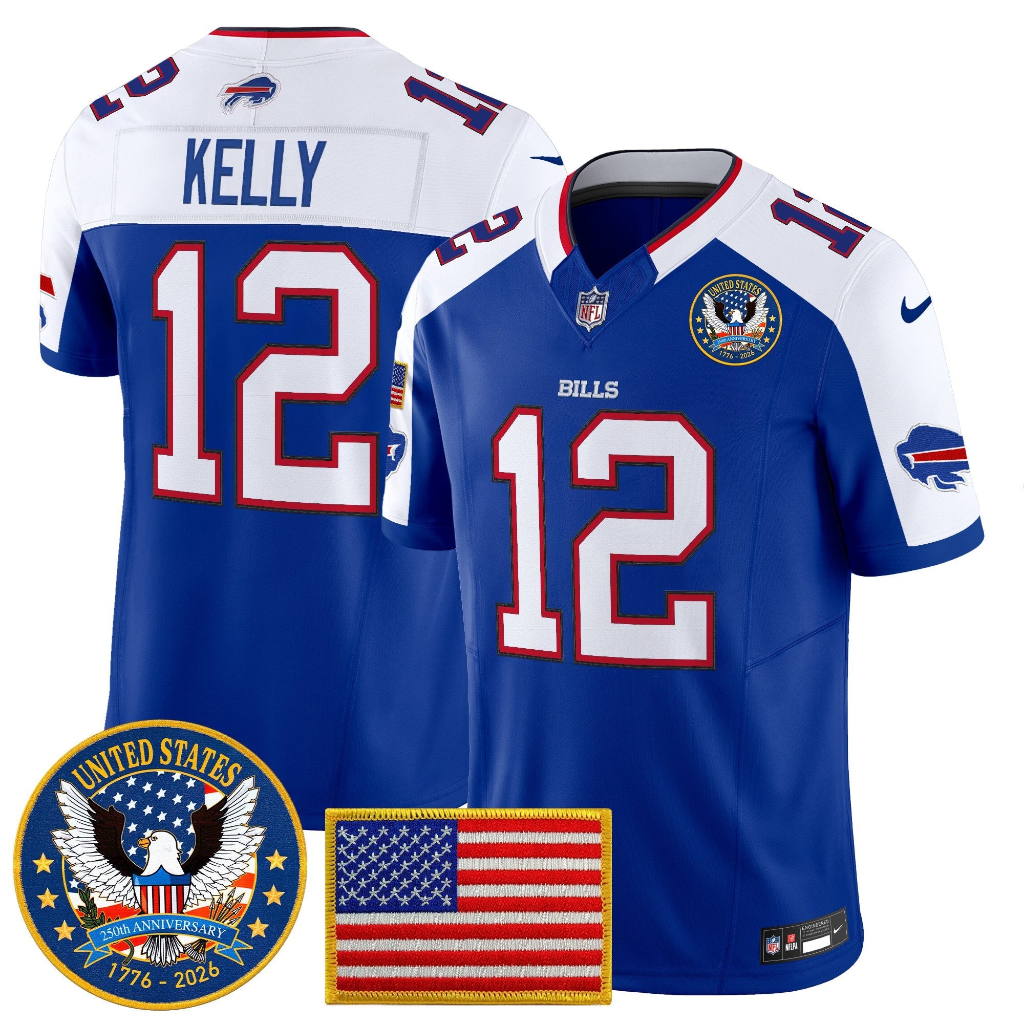 Men's Buffalo Bills "United States 250th Anniversary Patch" Vapor Limited Jersey - All Stitched