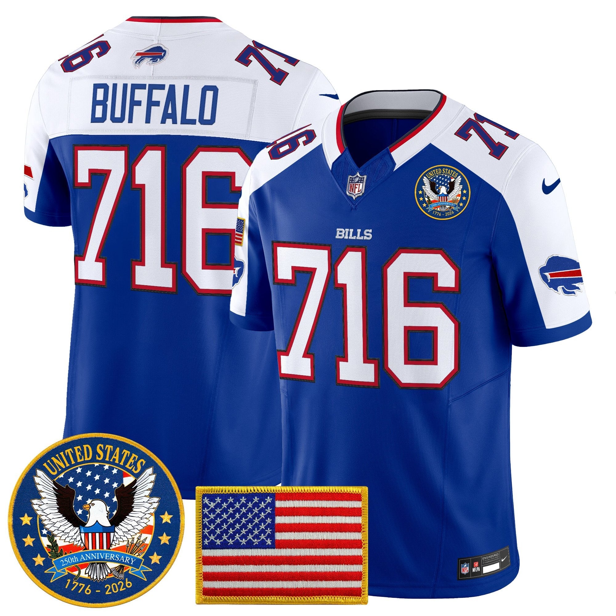 Men's Buffalo Bills "United States 250th Anniversary Patch" Vapor Limited Jersey - All Stitched