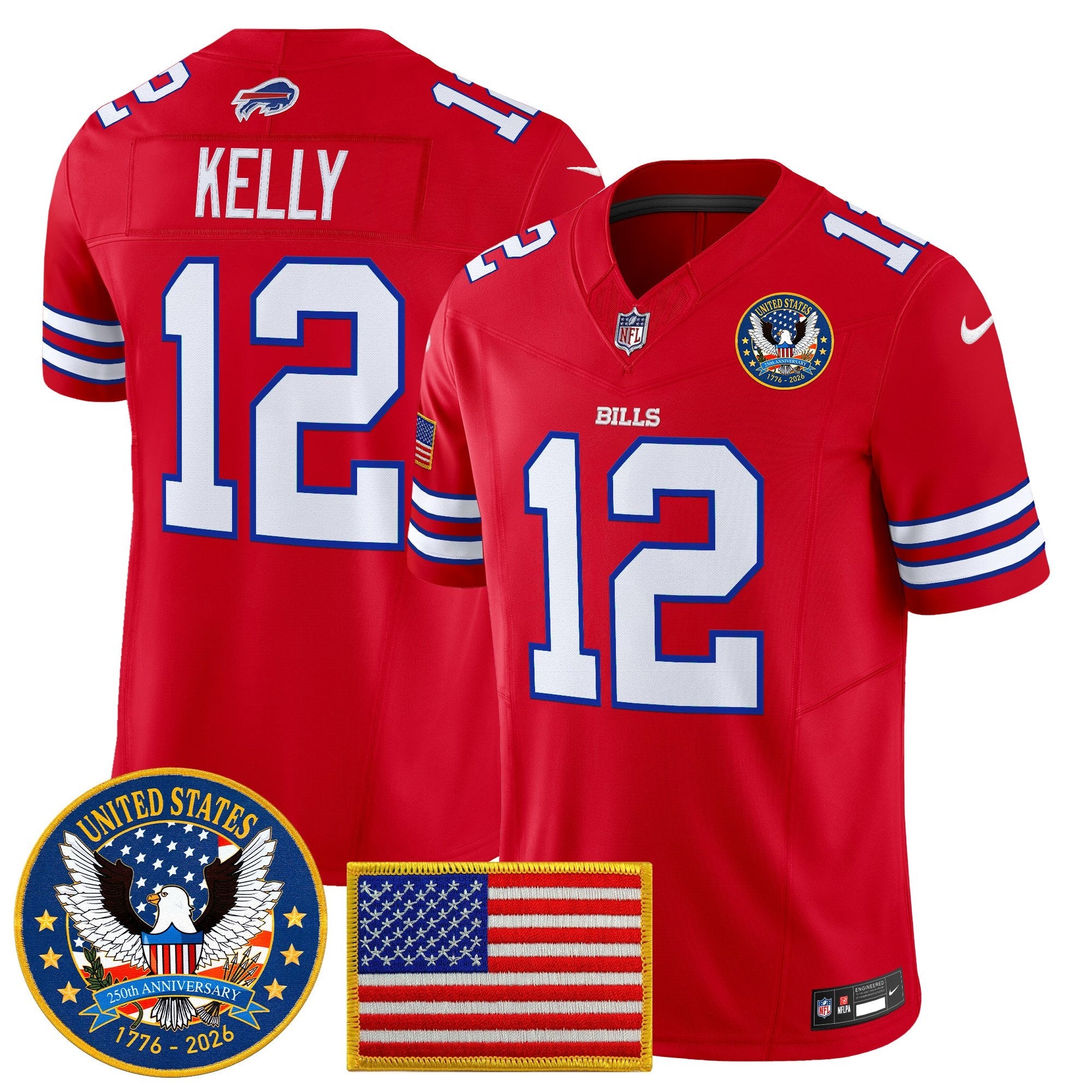Men's Buffalo Bills "United States 250th Anniversary Patch" Vapor Limited Jersey - All Stitched