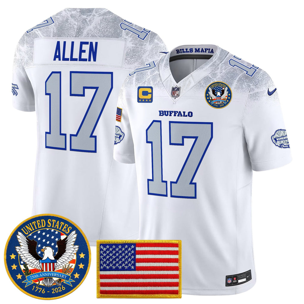 Men's Buffalo Bills "United States 250th Anniversary Patch" Vapor Limited Jersey - All Stitched