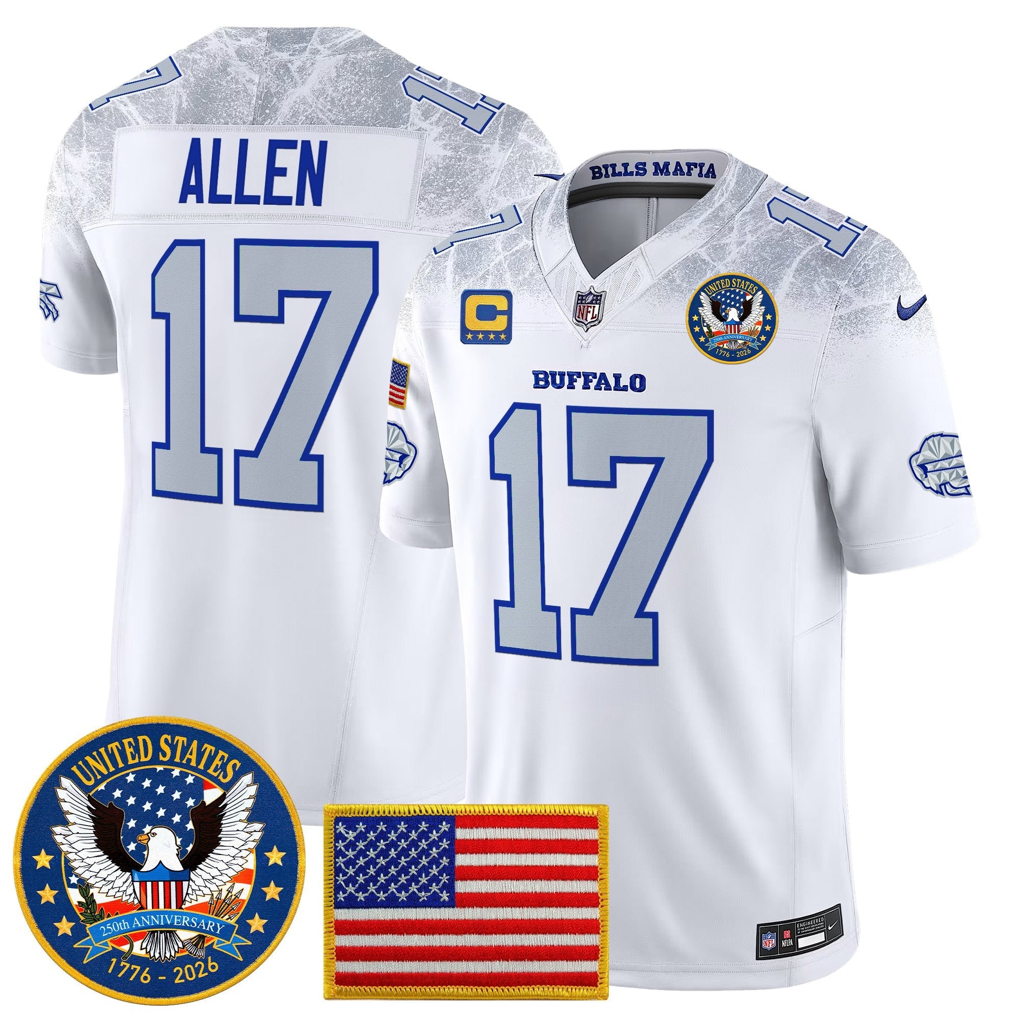 Men's Buffalo Bills "United States 250th Anniversary Patch" Vapor Limited Jersey - All Stitched