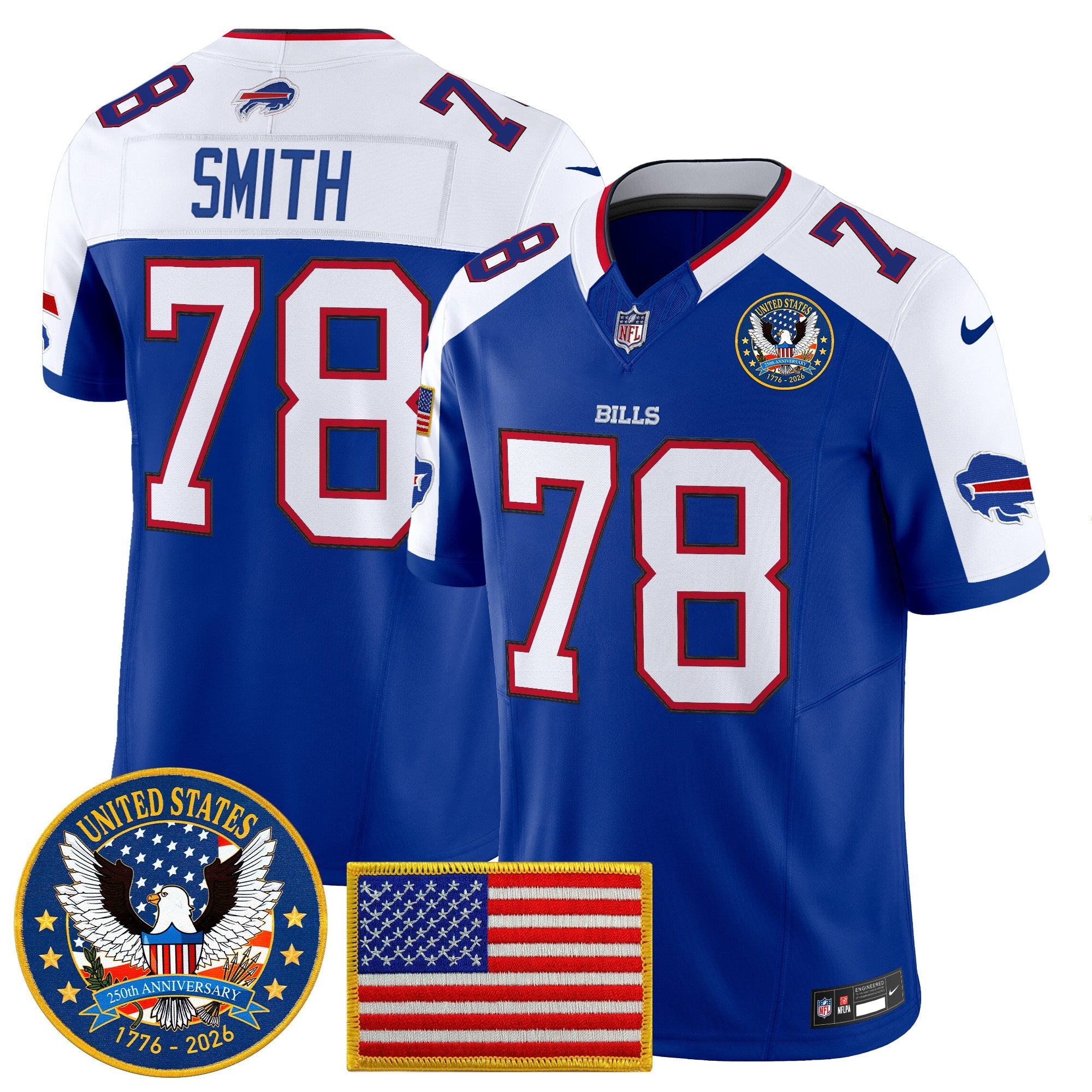 Men's Buffalo Bills "United States 250th Anniversary Patch" Vapor Limited Jersey - All Stitched