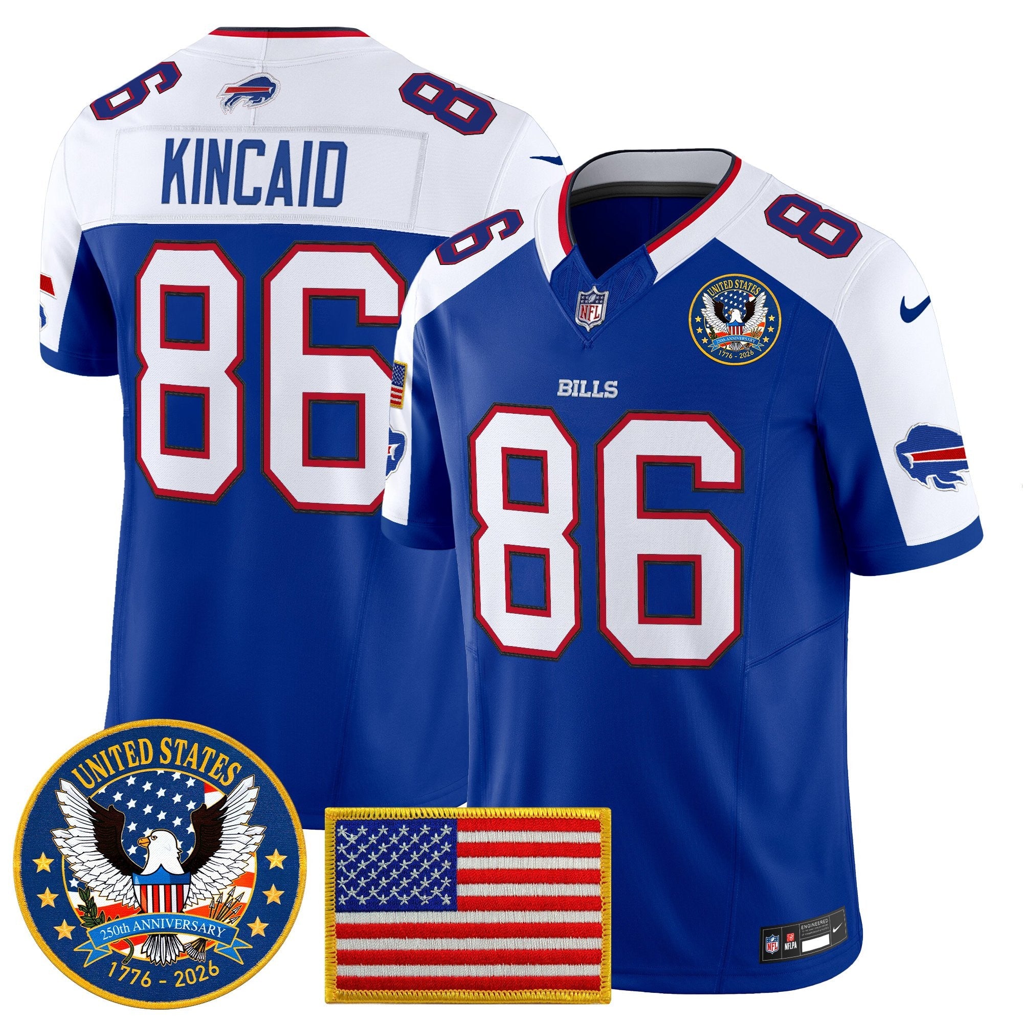 Men's Buffalo Bills "United States 250th Anniversary Patch" Vapor Limited Jersey - All Stitched