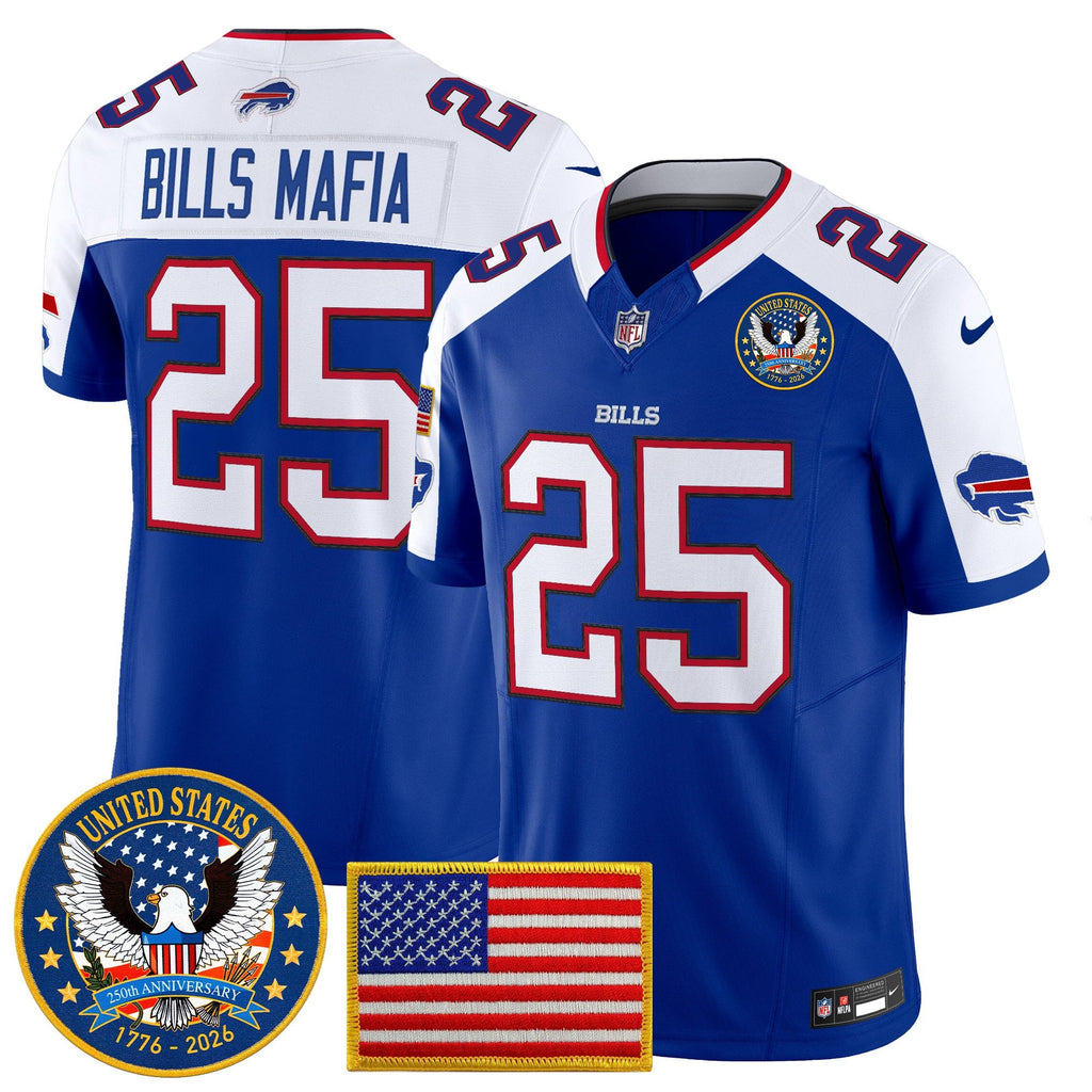 Men's Buffalo Bills "United States 250th Anniversary Patch" Vapor Limited Jersey - All Stitched