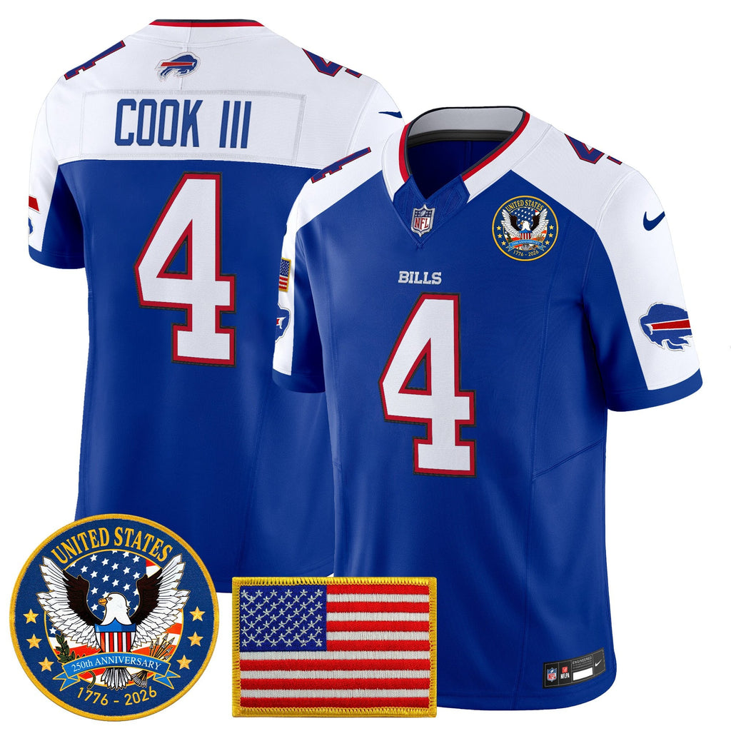 Men's Buffalo Bills "United States 250th Anniversary Patch" Vapor Limited Jersey - All Stitched