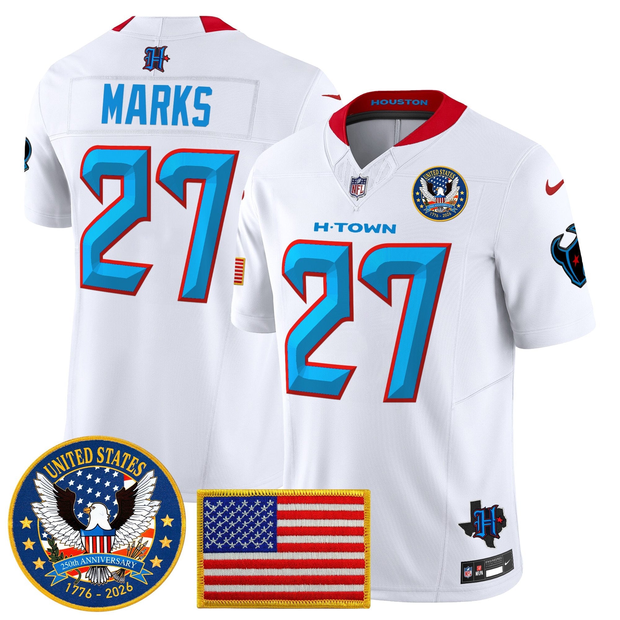Men's Houston Texans "United States 250th Anniversary Patch" Vapor Limited Jersey - All Stitched