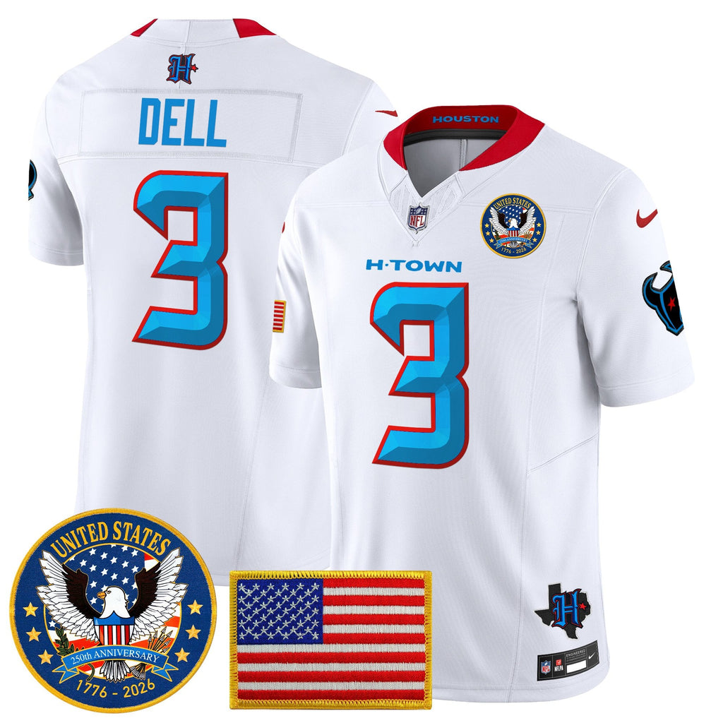 Men's Houston Texans "United States 250th Anniversary Patch" Vapor Limited Jersey - All Stitched