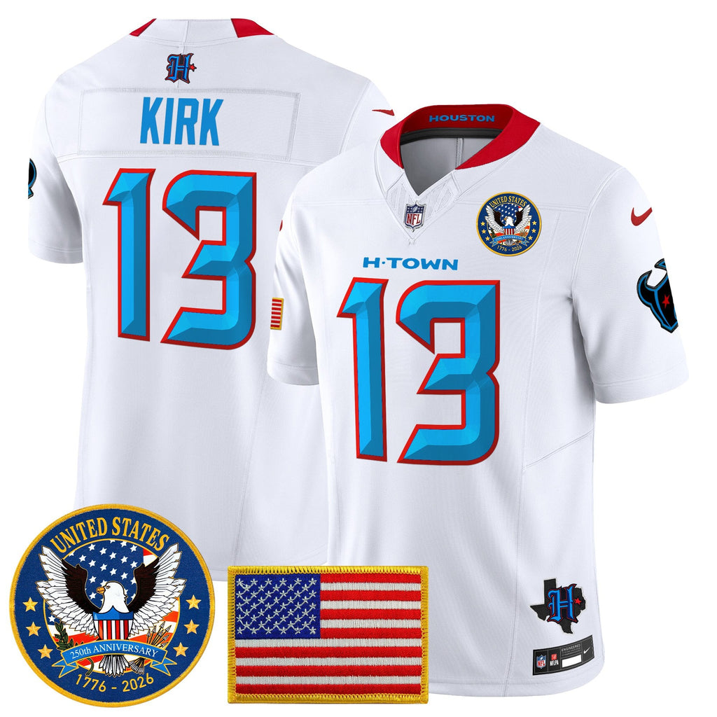 Men's Houston Texans "United States 250th Anniversary Patch" Vapor Limited Jersey - All Stitched