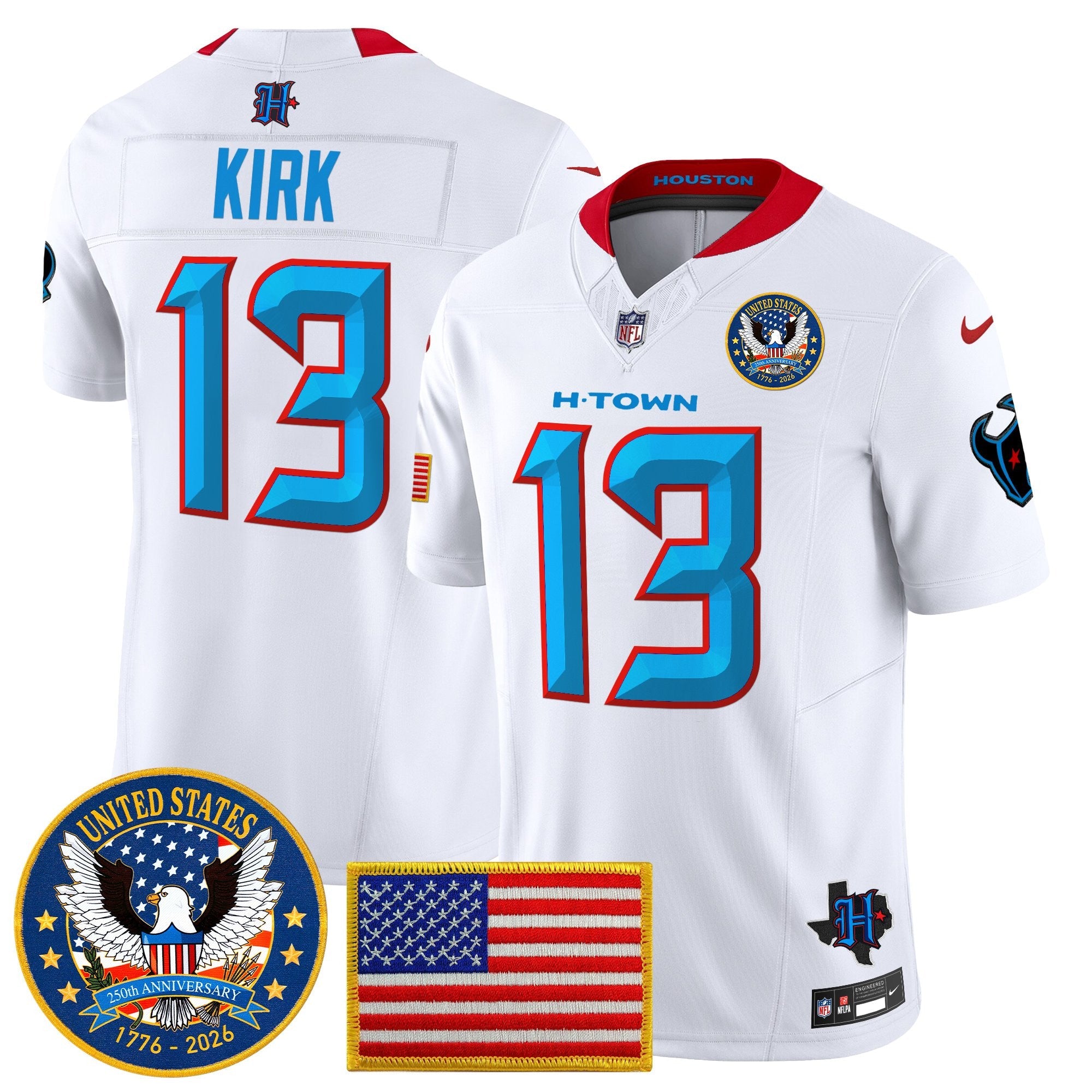 Men's Houston Texans "United States 250th Anniversary Patch" Vapor Limited Jersey - All Stitched