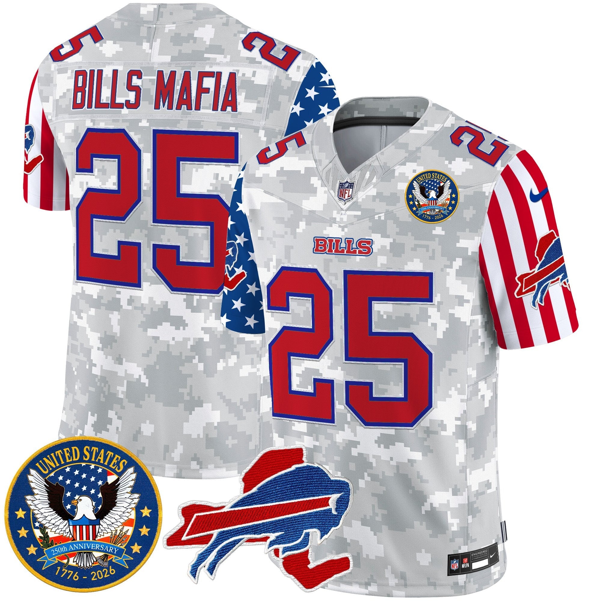 Men's Buffalo Bills "America250 Edition" Style Vapor Limited Jersey - All Stitched