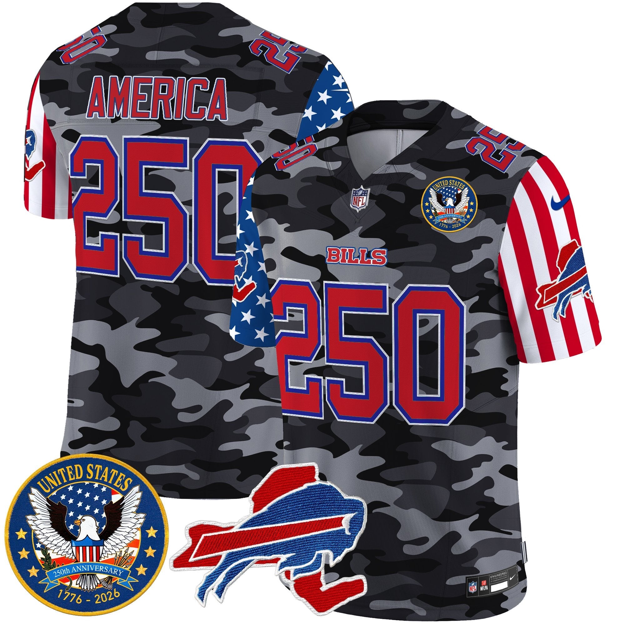 Men's Buffalo Bills "America250 Edition" Style Vapor Limited Jersey - All Stitched