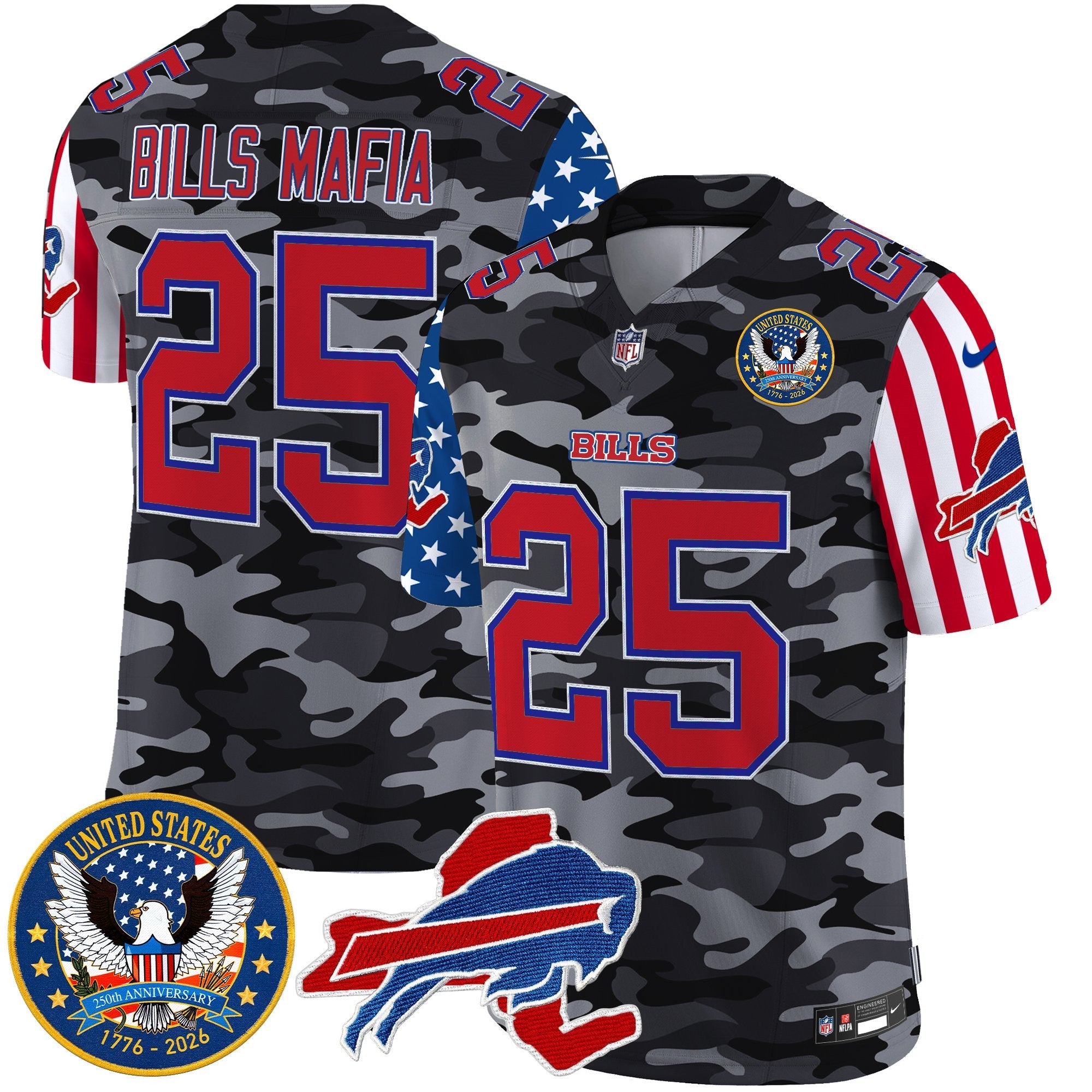 Men's Buffalo Bills "America250 Edition" Style Vapor Limited Jersey - All Stitched