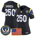 Women's Los Angeles Rams 2025 "United States 250th Anniversary Patch" Vapor Limited Jersey - All Stitched