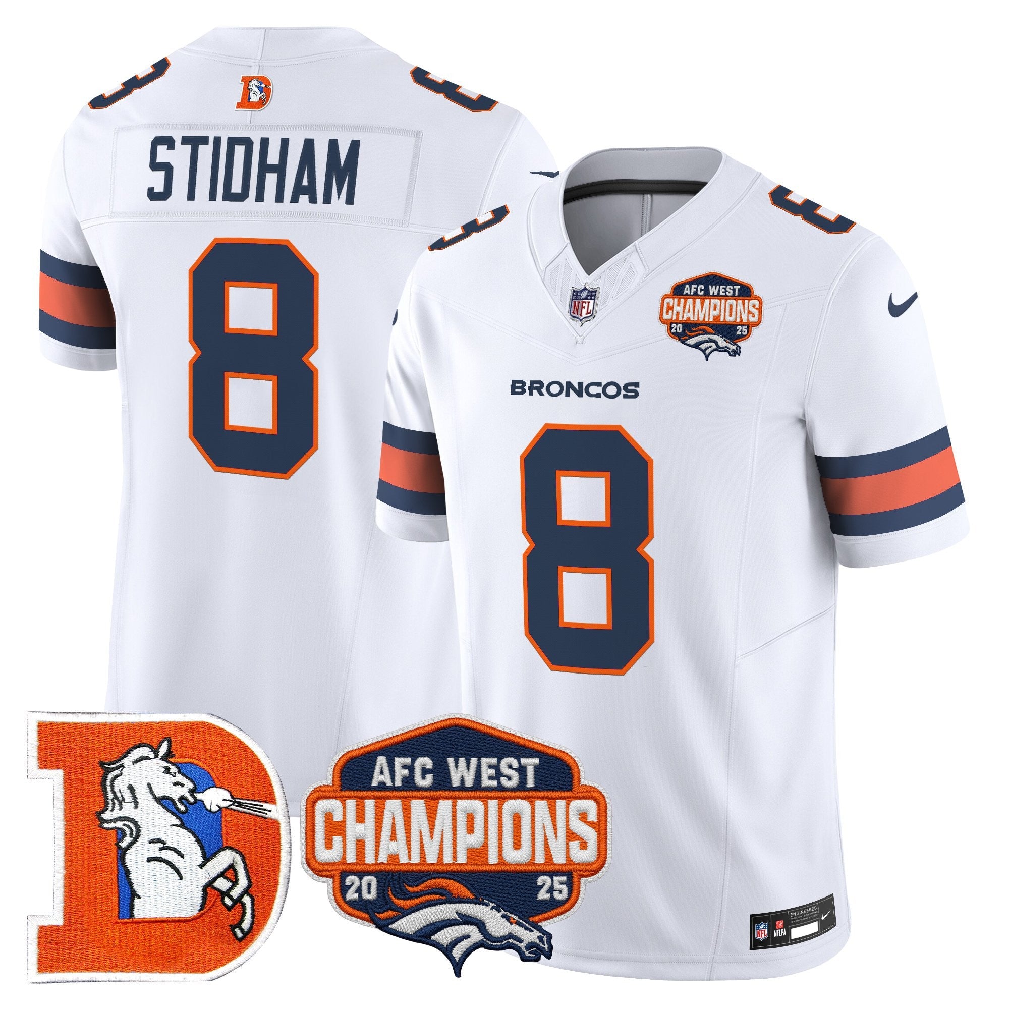 Men's Denver Broncos Throwback Vapor Limited Jersey - 2025 AFC West Division Champions Patch - All Stitched
