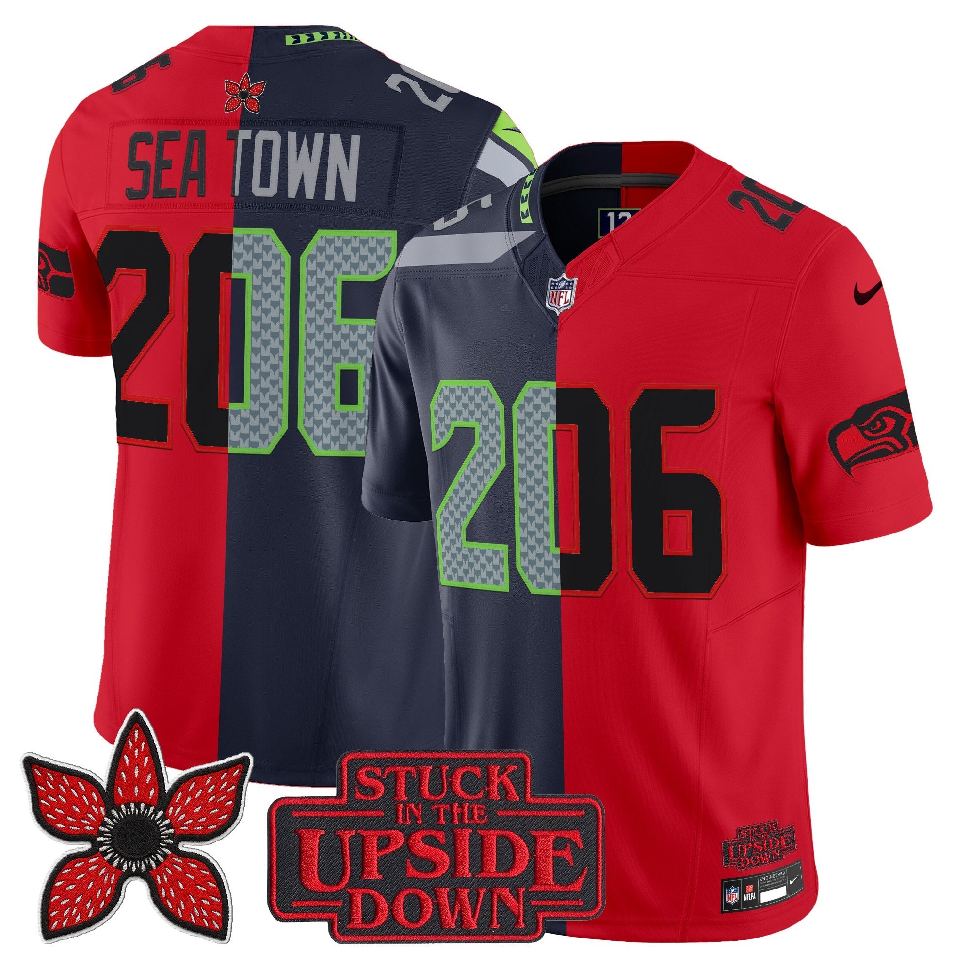 Men's Seattle Seahawks 'Upside Down Edition' Vapor Limited Jersey - All Stitched
