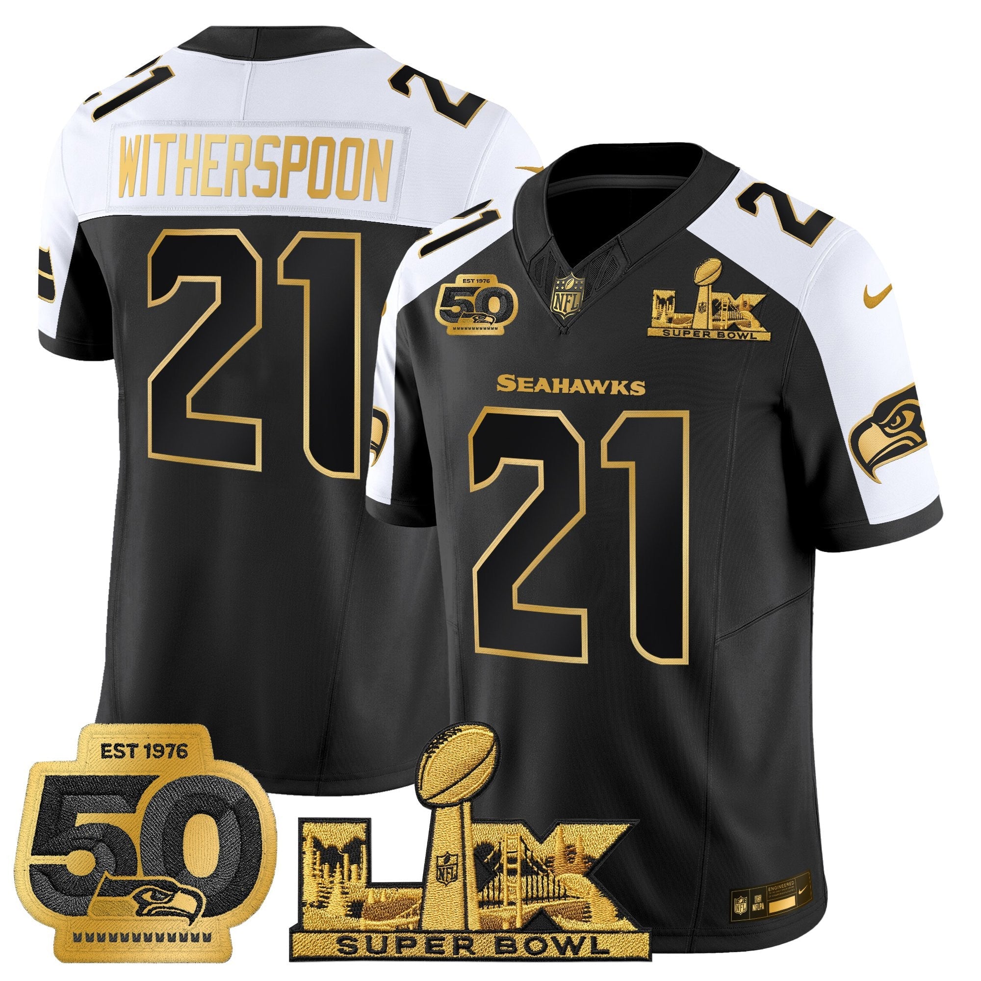 Men's Seattle Seahawks "Super Bowl LX & 50th Patch" Gold Vapor Limited Jersey - All Stitched
