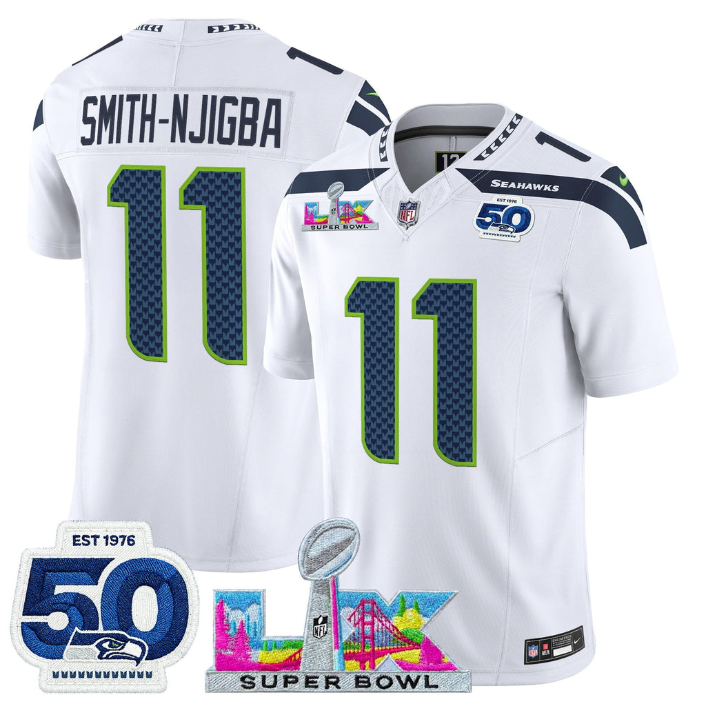 Men's Seattle Seahawks "Super Bowl LX & 50th Patch" Vapor Limited Jersey - All Stitched