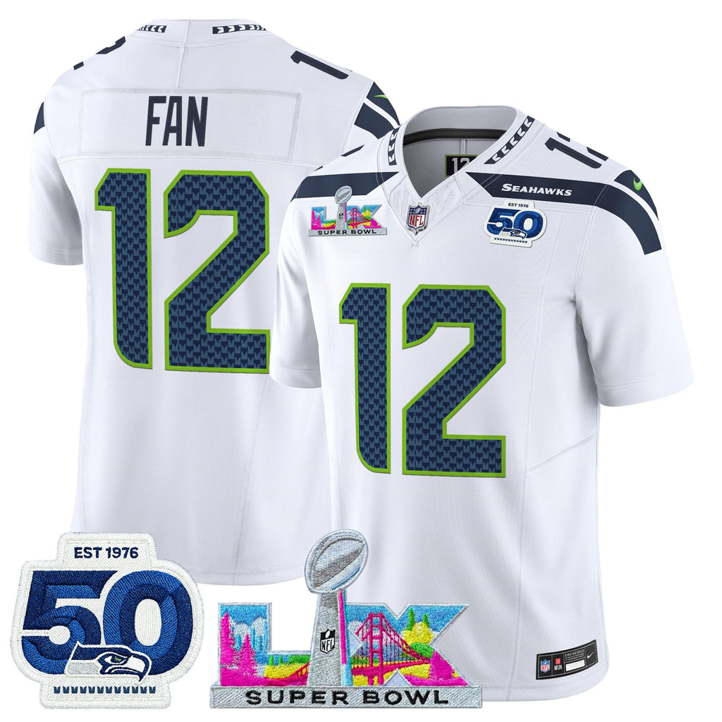 Men's Seattle Seahawks "Super Bowl LX & 50th Patch" Vapor Limited Jersey - All Stitched