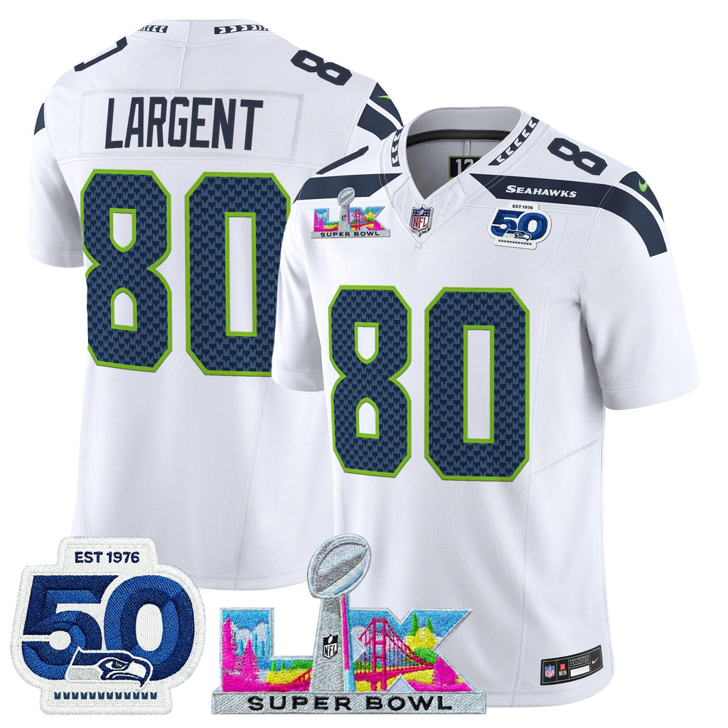 Men's Seattle Seahawks "Super Bowl LX & 50th Patch" Vapor Limited Jersey - All Stitched