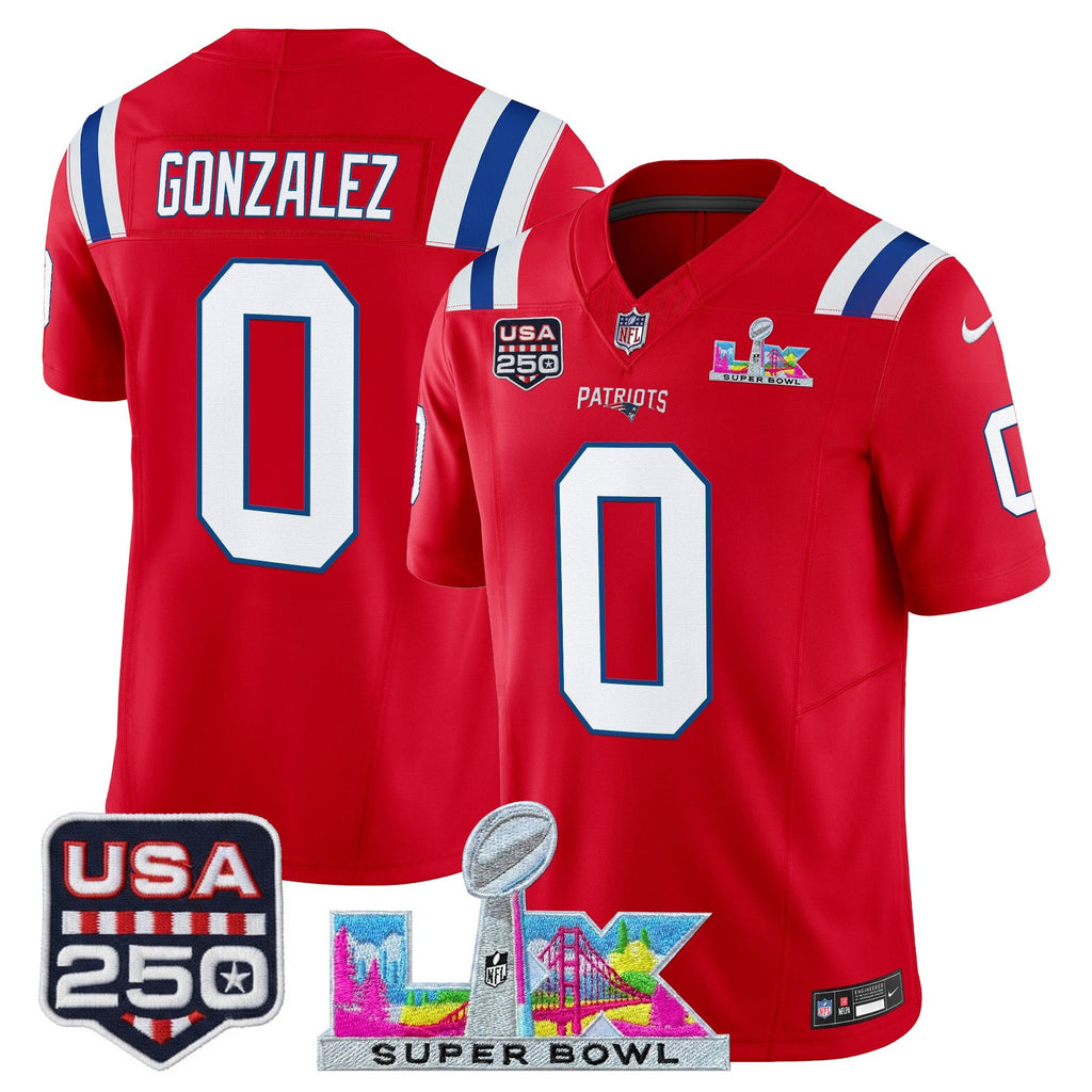 Men's New England Patriots "Super Bowl LX & United States 250th Anniversary Patch" Vapor Limited Jersey - All Stitched