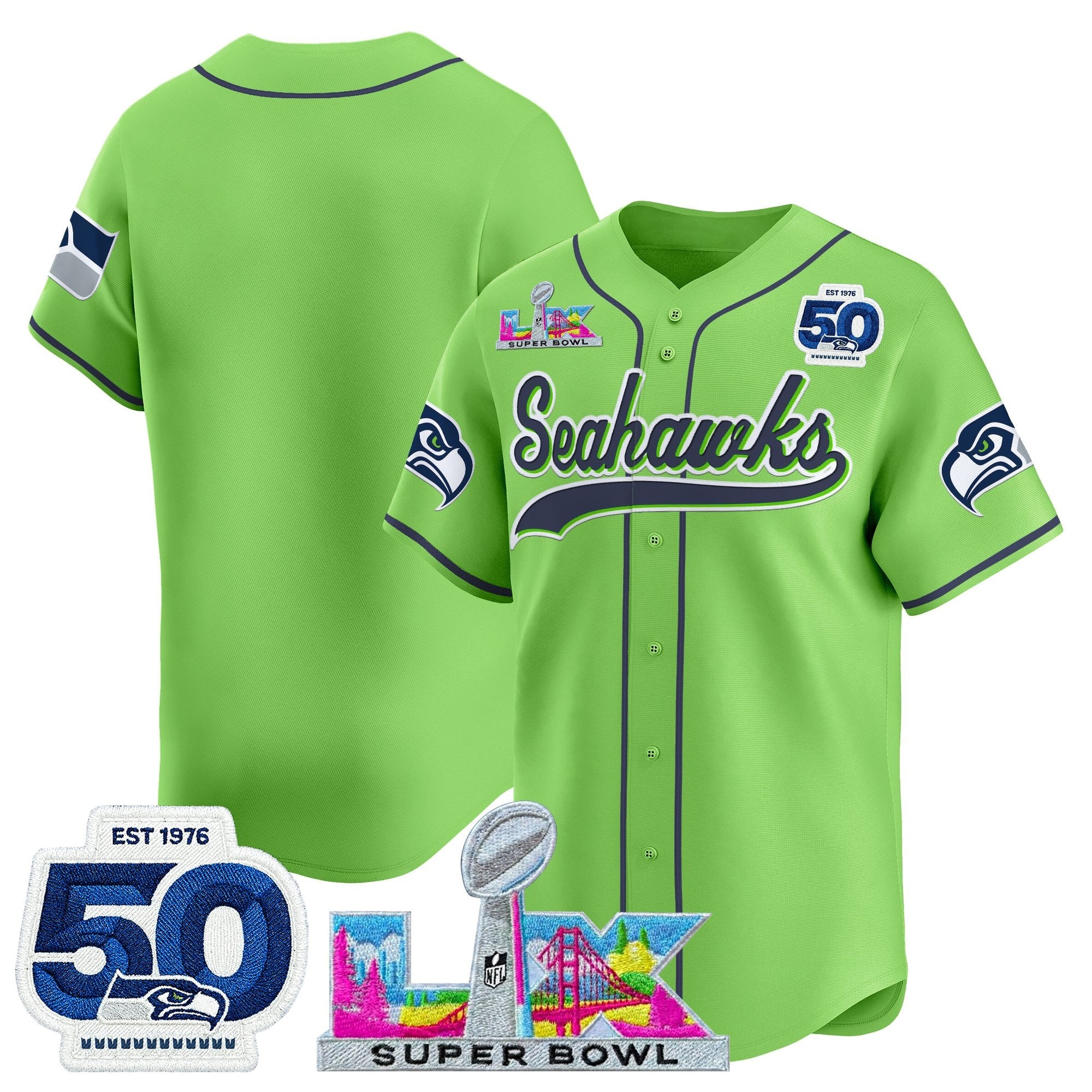 Men's Seattle Seahawks Super Bowl LX Vapor Baseball Jersey - All Stitched