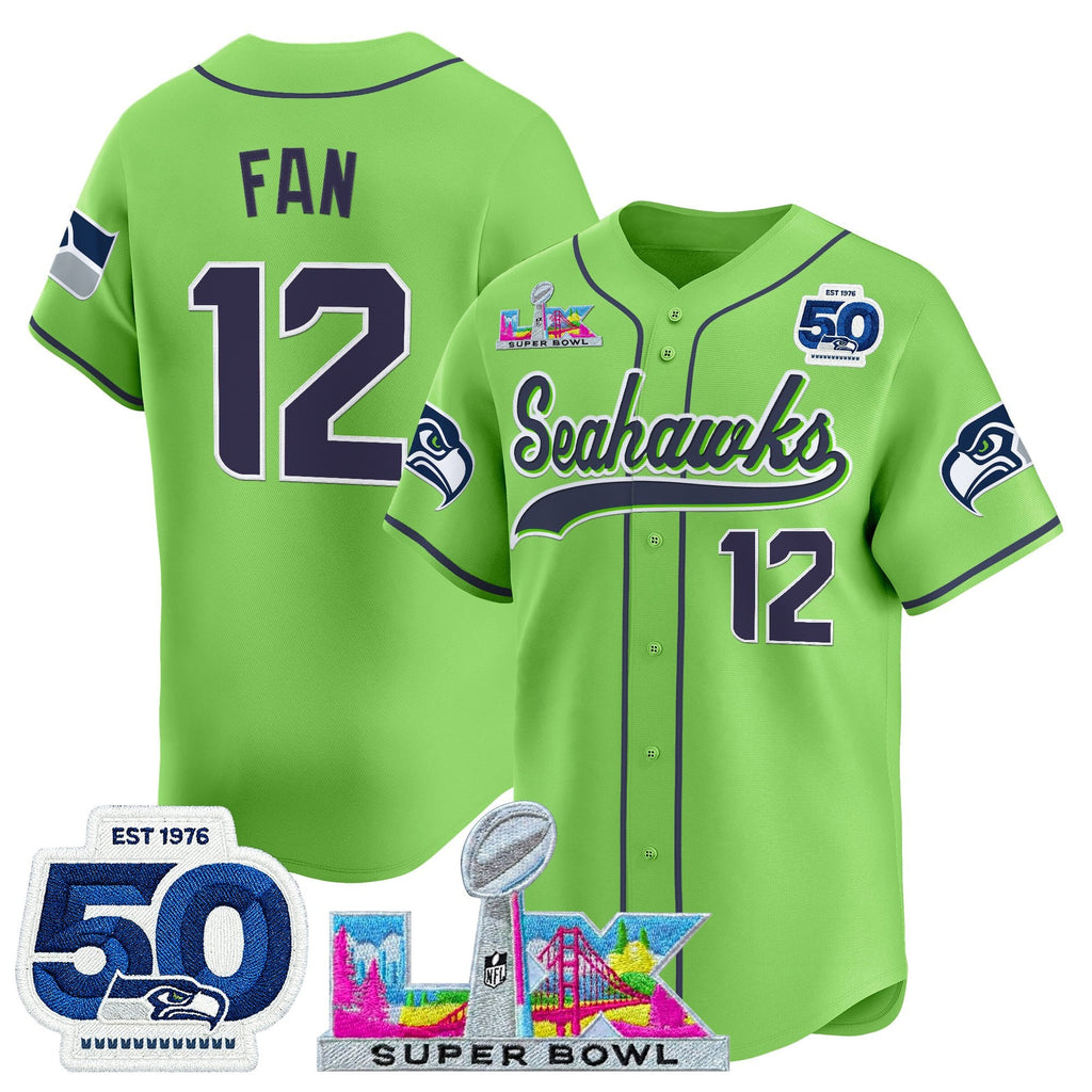 Men's Seattle Seahawks Super Bowl LX Vapor Baseball Jersey - All Stitched