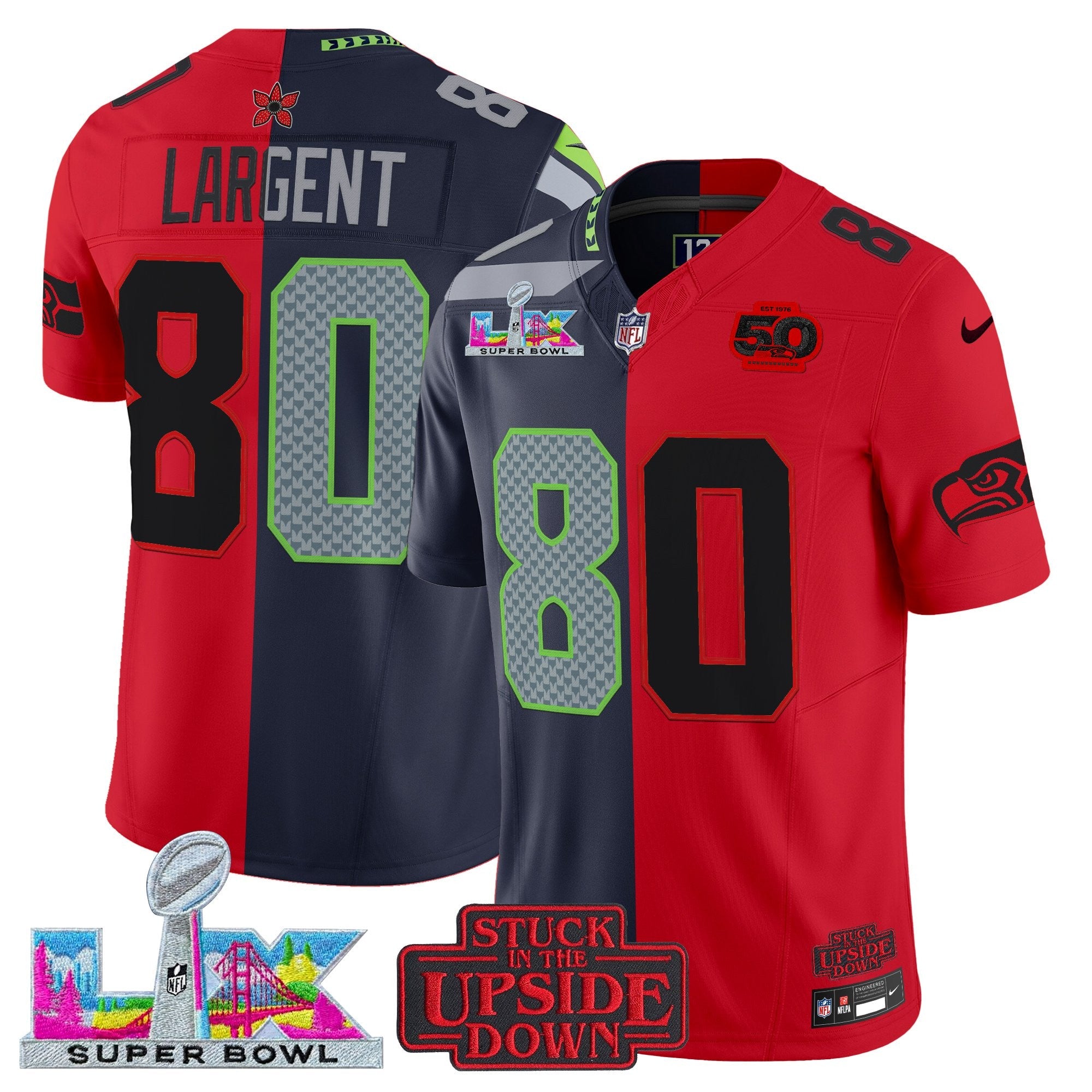 Men's Seattle Seahawks 'Upside Down Edition' Vapor Limited Jersey - Super Bowl LX Patch - All Stitched