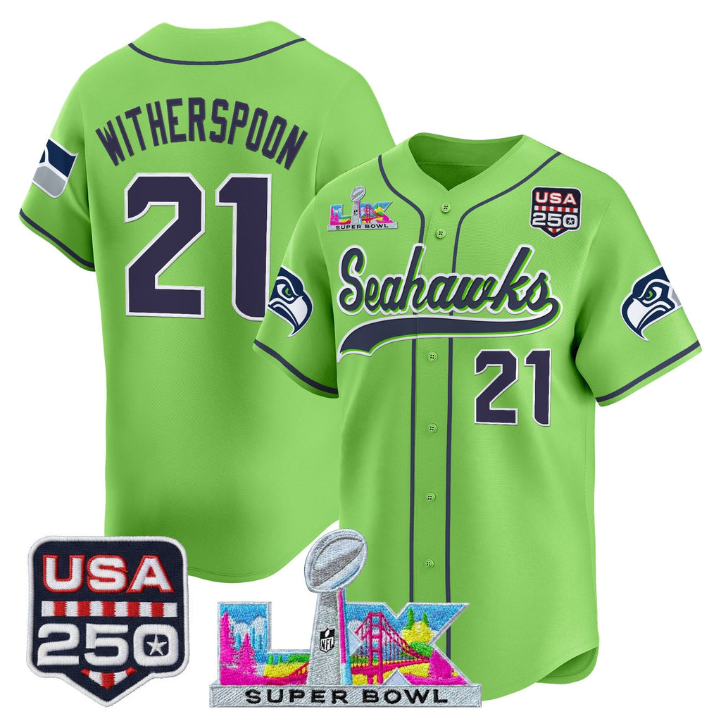 Men's Seattle Seahawks "Super Bowl LX & 250America Patch" Vapor Baseball Jersey - All Stitched