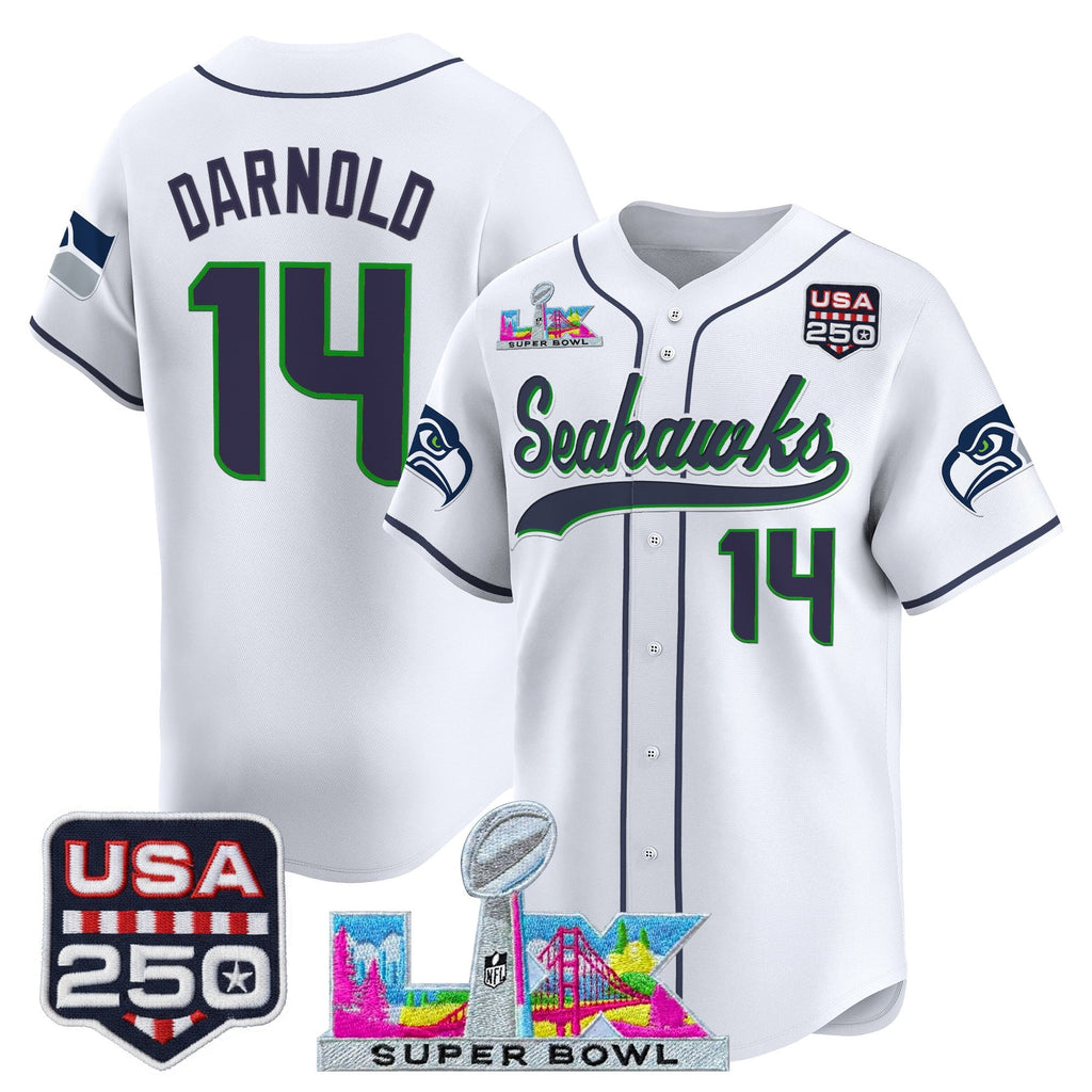 Men's Seattle Seahawks "Super Bowl LX & 250America Patch" Vapor Baseball Jersey - All Stitched