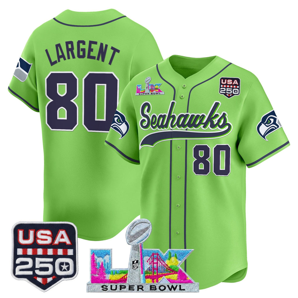 Men's Seattle Seahawks "Super Bowl LX & 250America Patch" Vapor Baseball Jersey - All Stitched