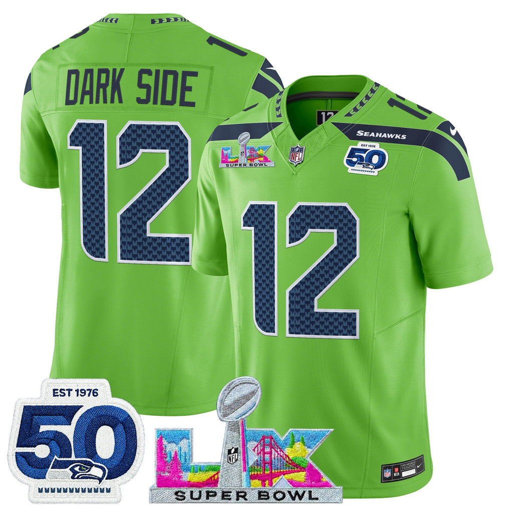 Men's Seattle Seahawks "Super Bowl LX & 50th Patch" Vapor Limited Jersey - All Stitched