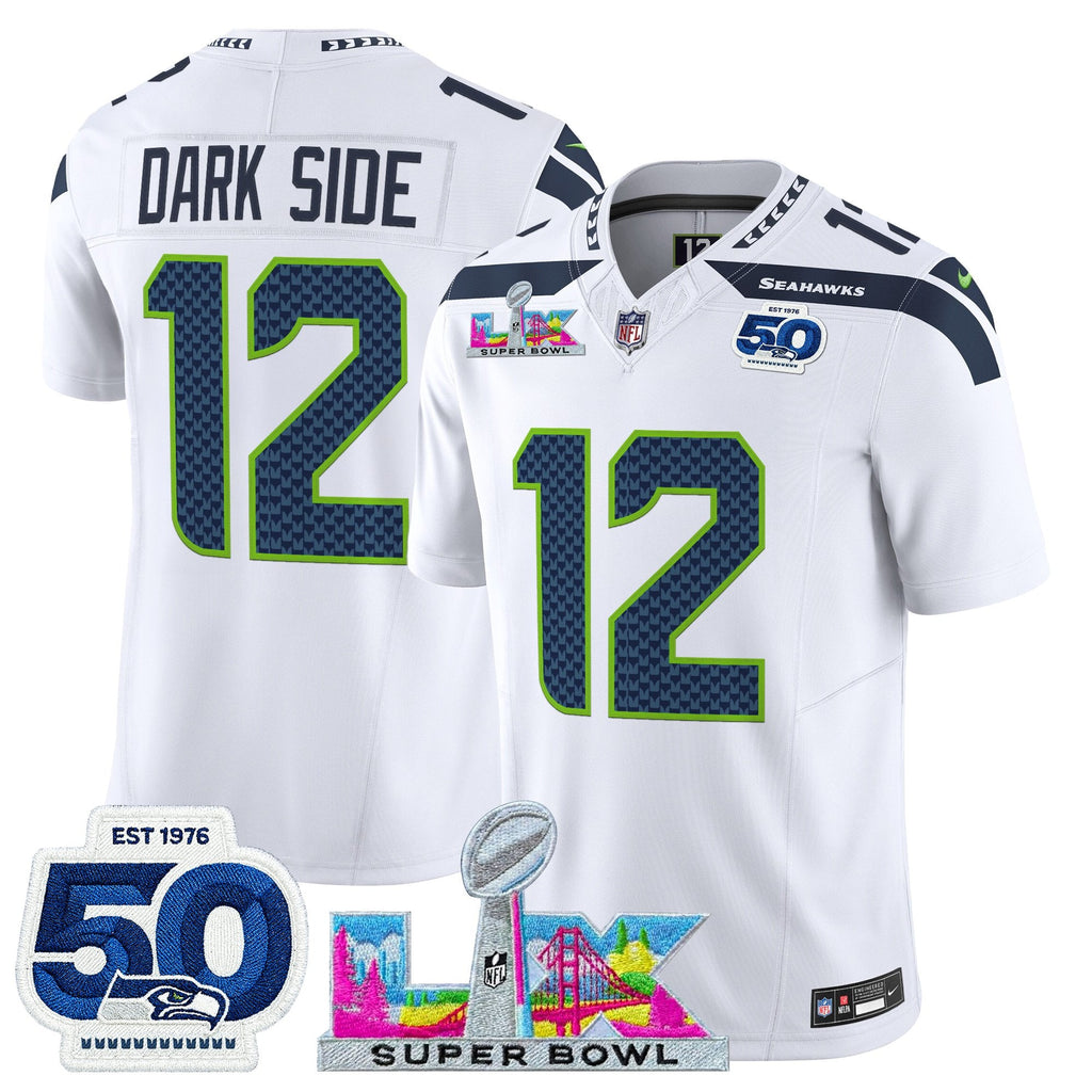 Men's Seattle Seahawks "Super Bowl LX & 50th Patch" Vapor Limited Jersey - All Stitched