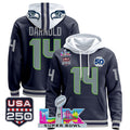 Men's Seattle Seahawks "Super Bowl LX & United States 250th Anniversary Patch" Premier Hoodie - All Stitched