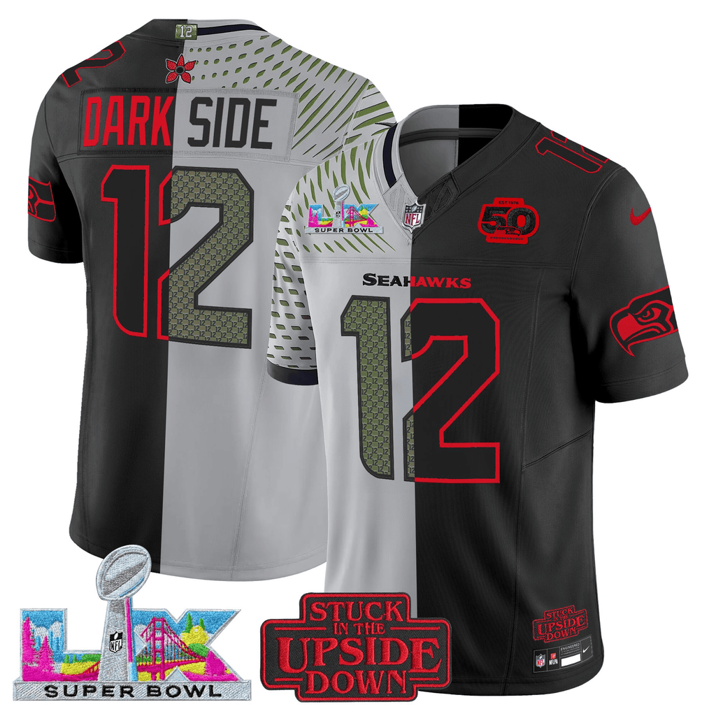 Men's Seattle Seahawks 'Upside Down Edition' Vapor Limited Jersey - Super Bowl LX Patch - All Stitched
