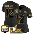 Women's Seattle Seahawks "Super Bowl LX & United States 250th Anniversary Patch" Gold Vapor Limited Jersey - All Stitched