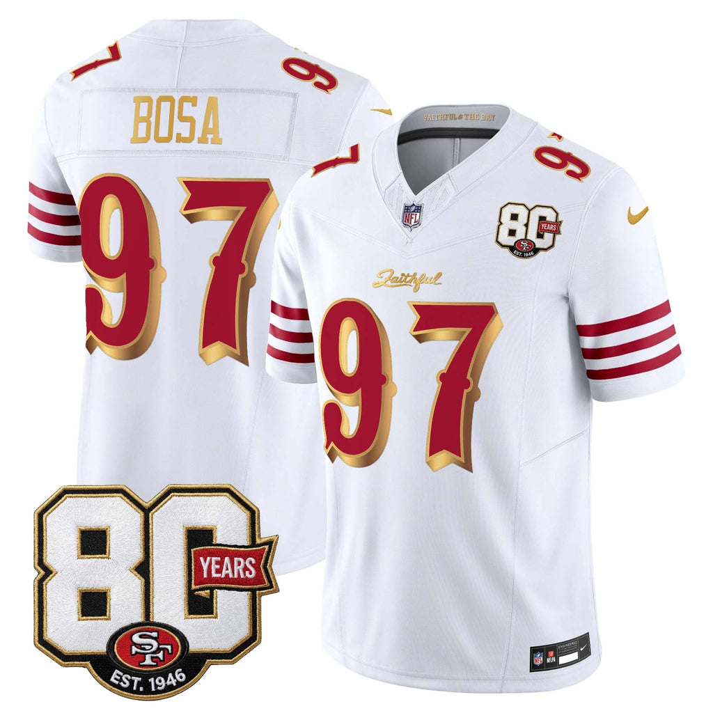 Men's San Francisco 49ers 80th Anniversary Patch Vapor Limited Jersey - Rivalries Edition - All Stitched
