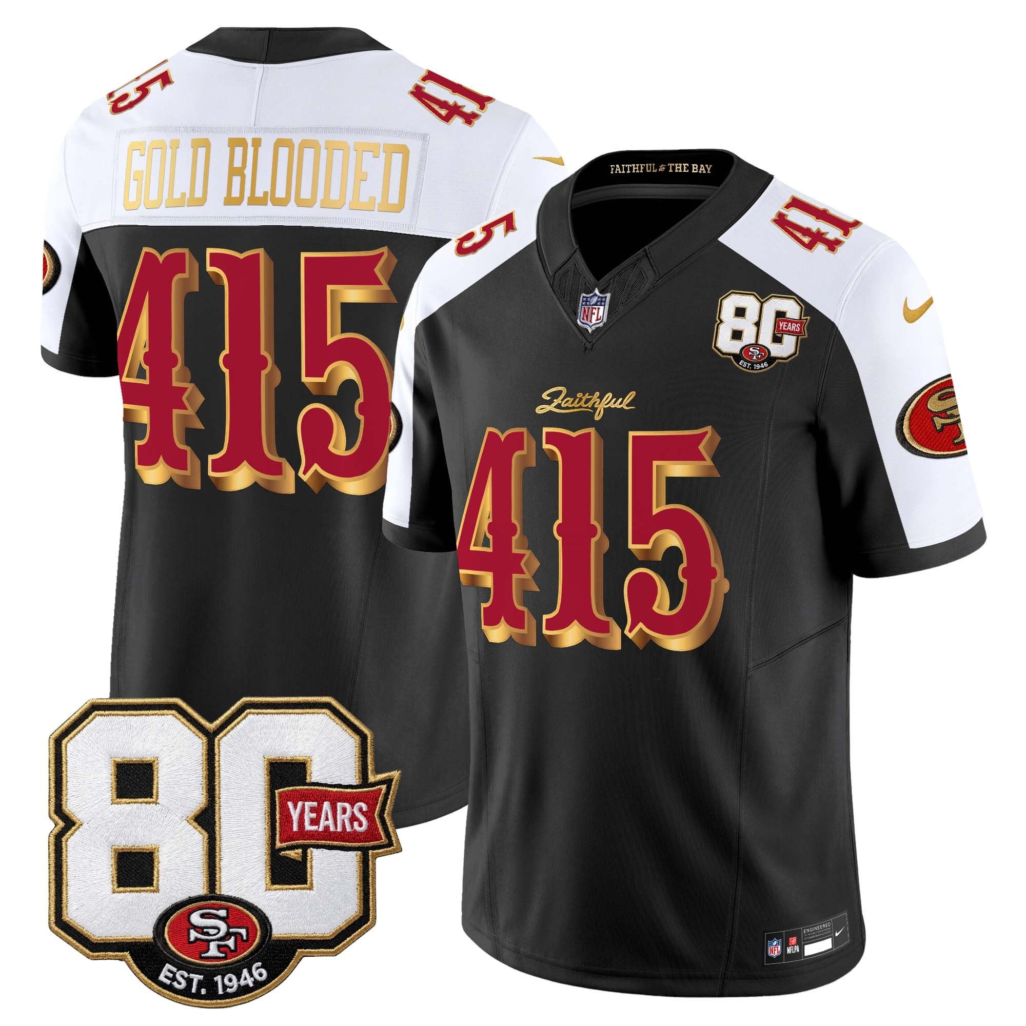 Men's San Francisco 49ers 80th Anniversary Patch Vapor Limited Jersey - Rivalries Edition - All Stitched